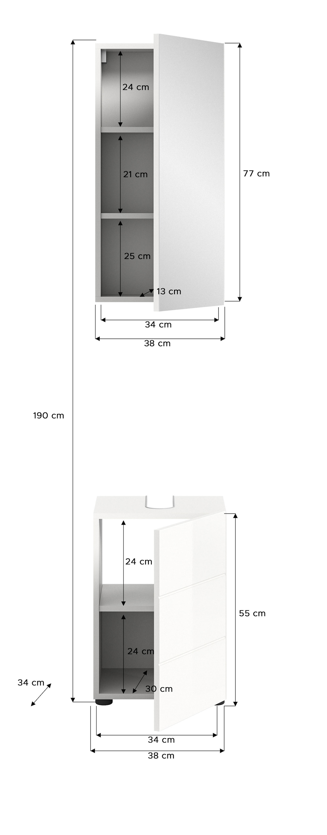 welltime Badmöbel-Set »BIEL, TOPSELLER!, 2 teilig, hochwertige MDF Front, Rillenoptik«, (2 St., 2 teiliges Set, bestehend aus: Waschbeckenunterschrank, Spiegelschrank), Badmöbel, Kombination, Kombi, Badezimmer, Badkombination, Badschrank
