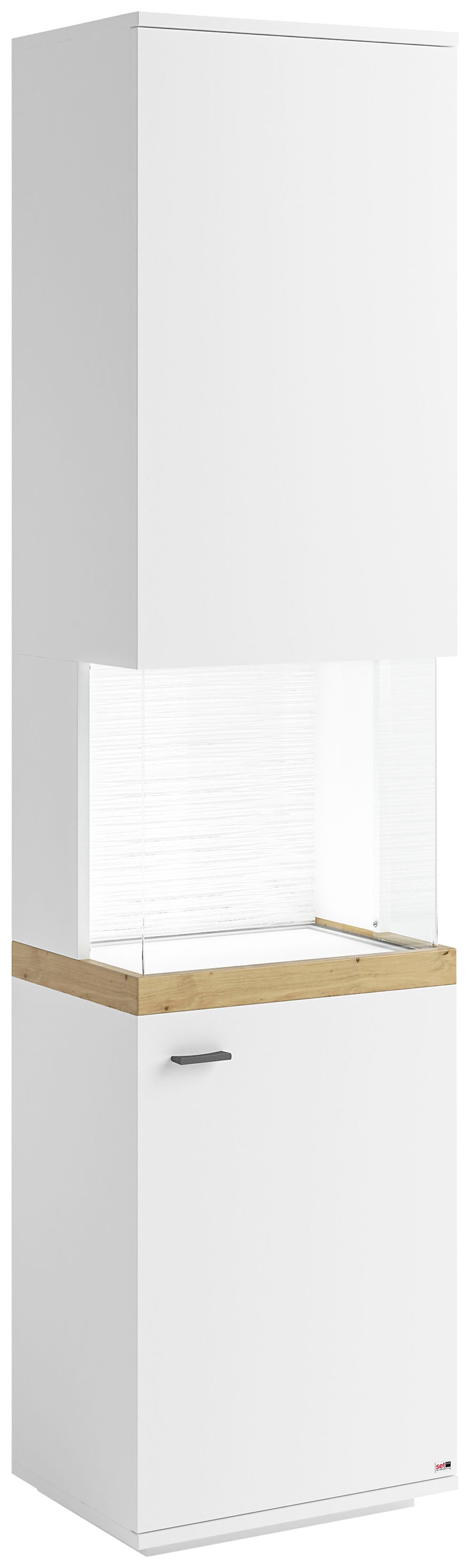 set one by Musterring Glasvitrine »Lancaster«, Farben weiß oder grau mit Eicheabsetzung, mit LED-Beleuchtung