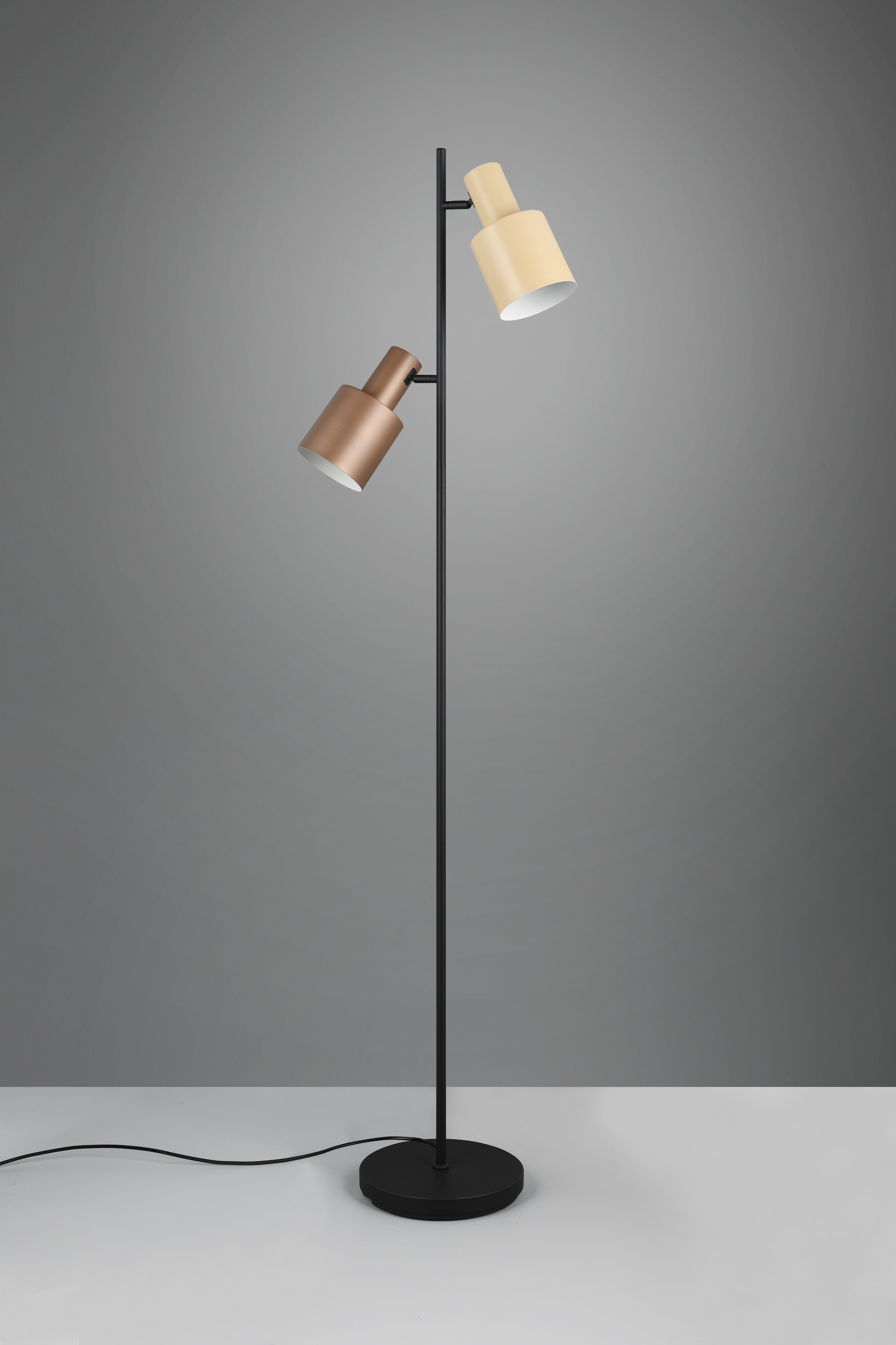 TRIO Leuchten Stehlampe »AGUDO, Stehleuchte 2-flammig, exkl 2xE27 max 10W, mit Fußschalter« E27 1 Stk. warmweiß - kaltweiß 161cm hoch, Metall Lampenschirme, Stehlampe Wohnzimmer Esszimmer