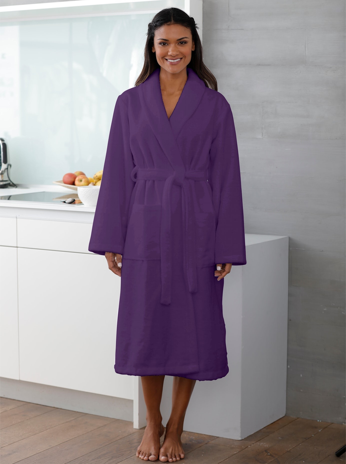 Plantier Damen Bademantel in lila, Größe 48/50
