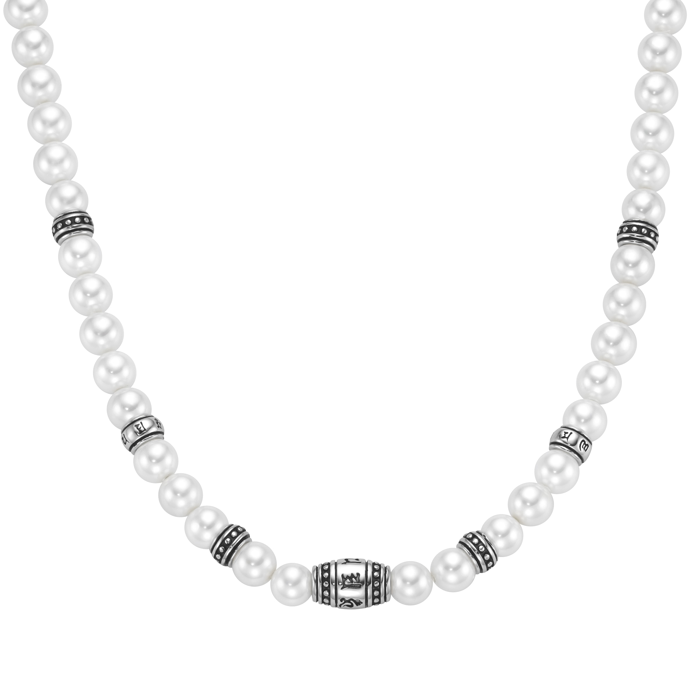 Collier »Collier mit weißen Muschelkern-Perlen, Silber 925«