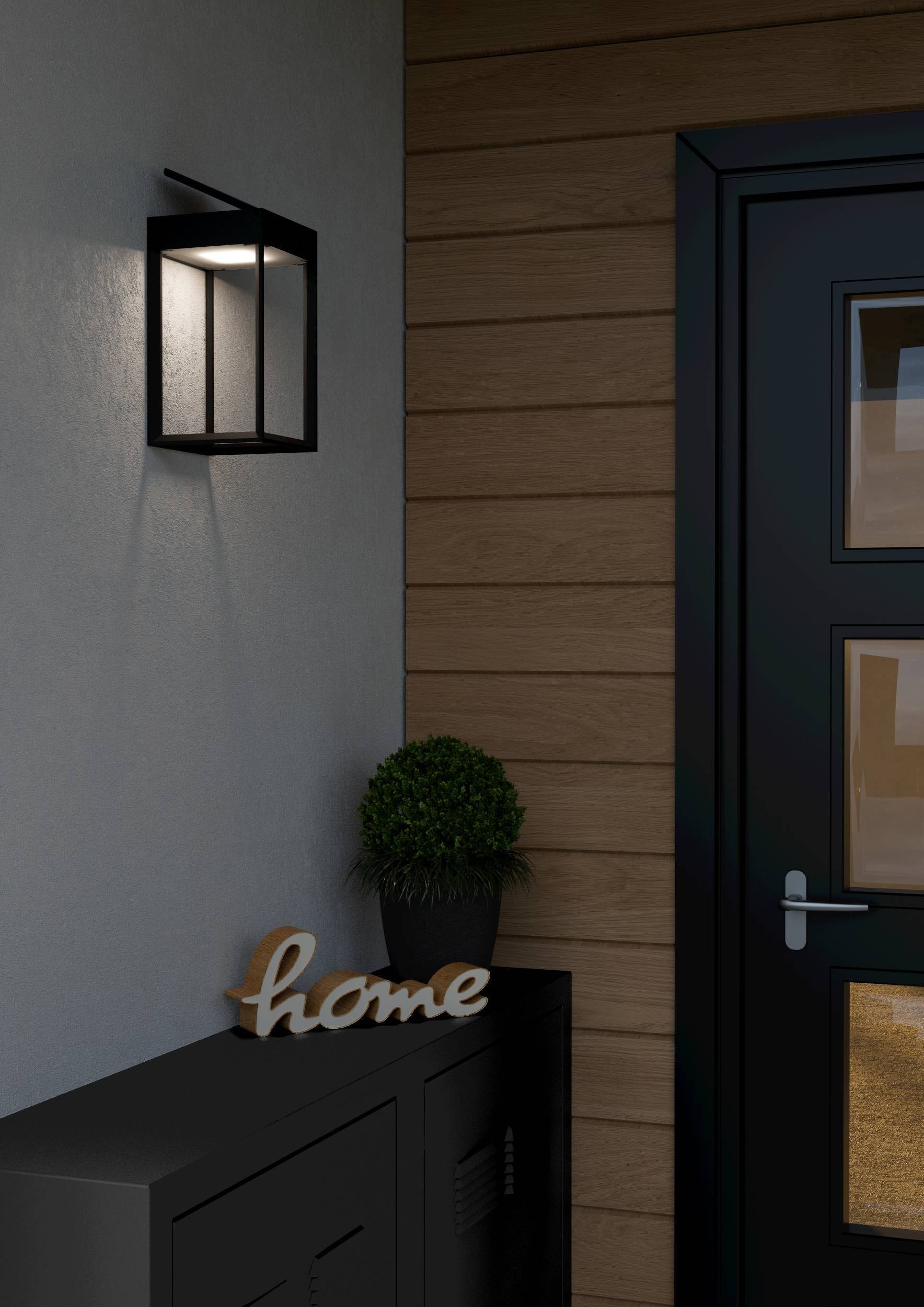 EGLO LED Solarleuchte »Suzzara Solarlampe, Außenlampe, Außenbeleuchtung aus Kunststoff, IP44« LED-Modul 1 Stk. Neutralweiß Solarleuchte - L14 x H25 x AL14 cm - schwarz - 6,5W inkl.