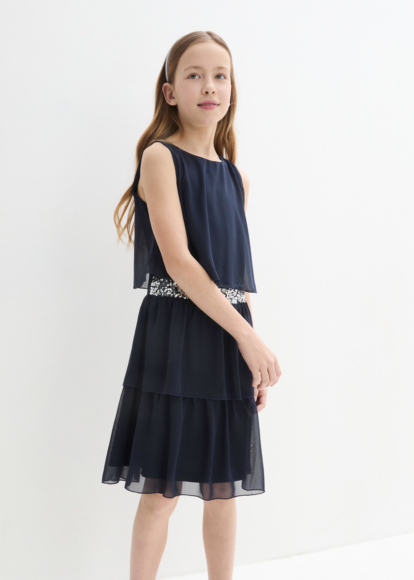 bonprix Chiffonkleid für festliche Anlässe, aus Polyester, Regular Fit