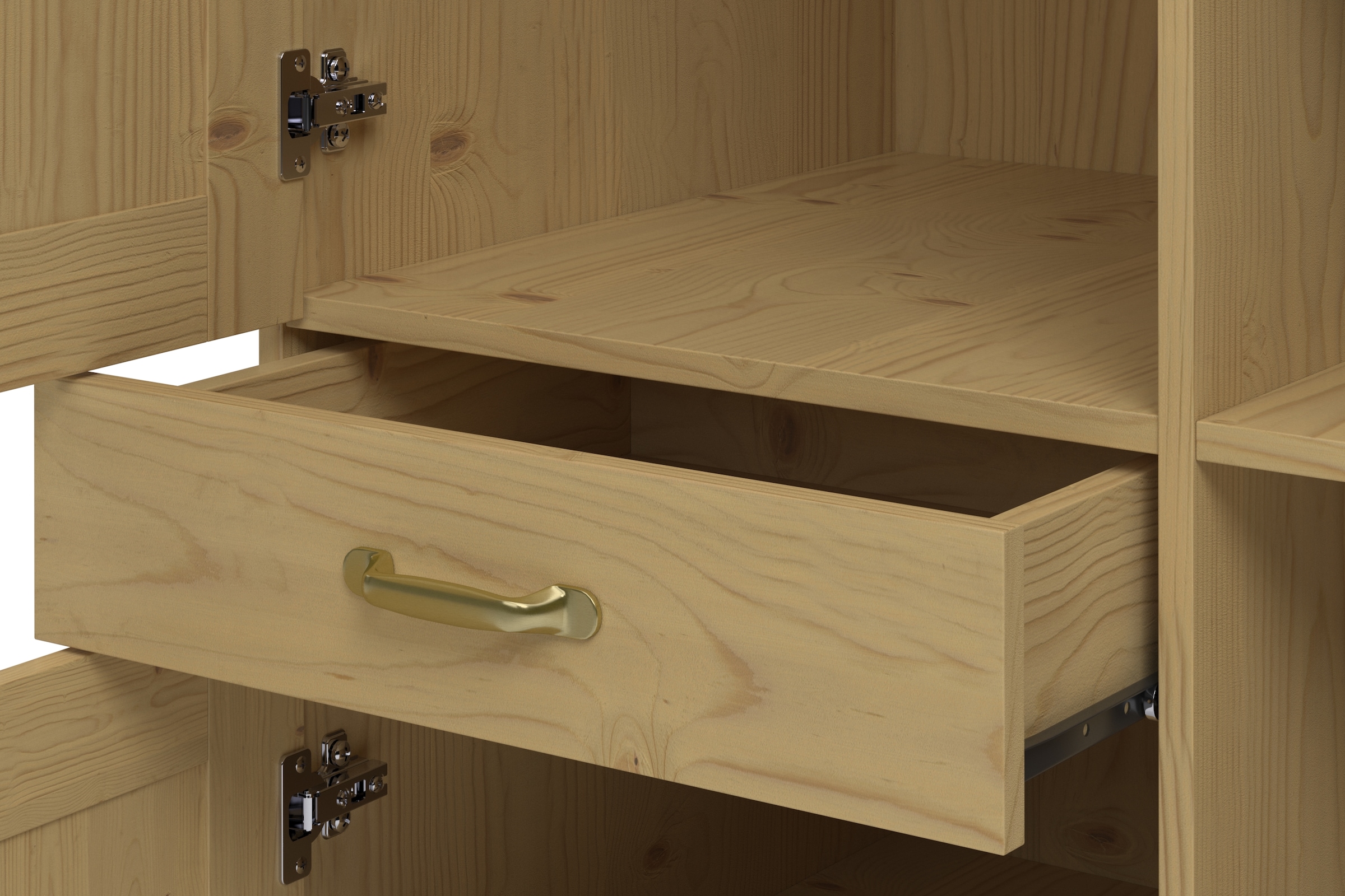 Home affaire Hochschrank »Alba«, (1 St.), Breite 75 cm, Kiefer massiv, 6 offene Fächer