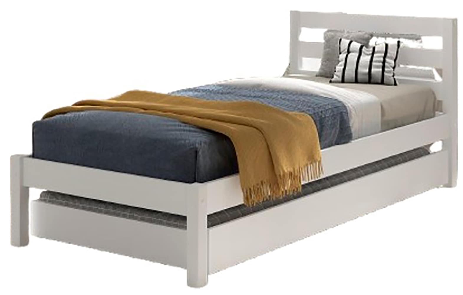 Vipack Massivholzbett »Pino, universell einsetzbar, gradliniges Design, Made in Europe« B/H/Tca. 211x84,4x 97,5cm, Liegefläche 90/200 cm, mit 1 Bettschublade,  inkl. Rolllattenrost, Kiefer massiv, in Natur oder Weiß lackiert