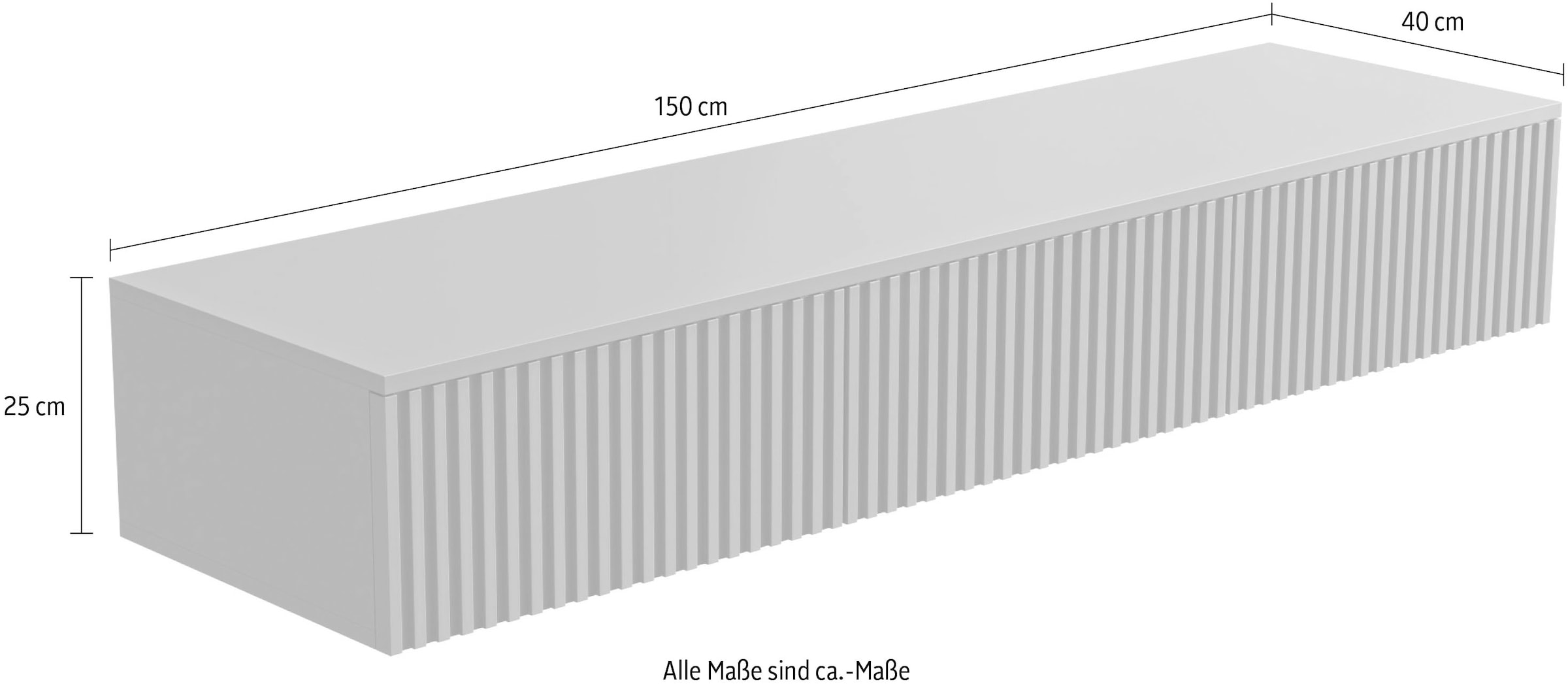 HBZ Lowboard »Lowboard Lanai, hängend, mit moderner Rillenoptik« 1 Stk. tlg. Breite 150cm, Melaminbeschichtung, Push-to-Open