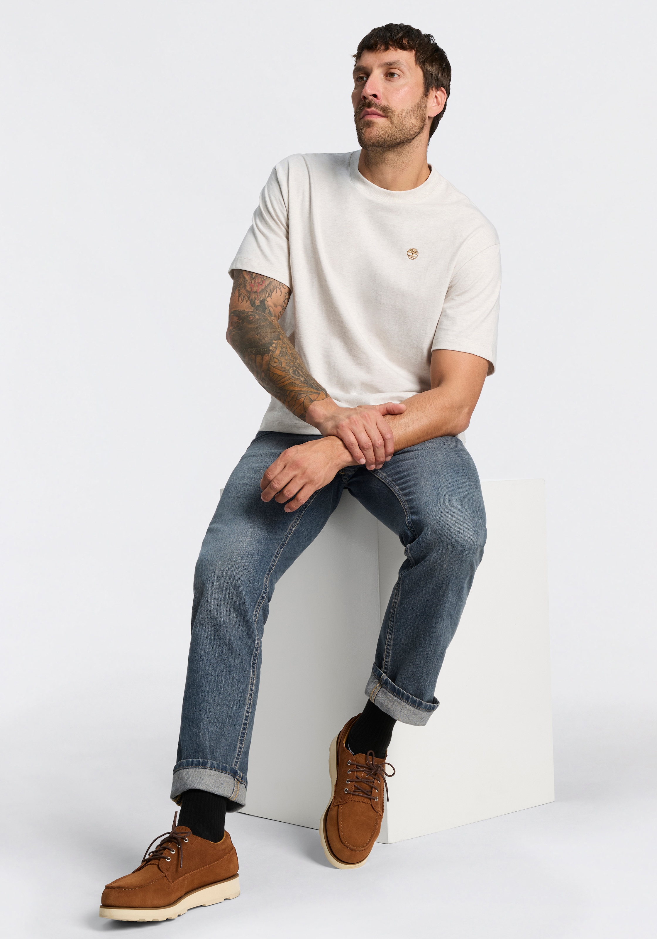 Timberland T-Shirt »DUNSTAN RIVER - SS Tee (Relaxed)« mit Rundhalsausschnitt, aus Baumwolle, Kurzarm, normale Länge