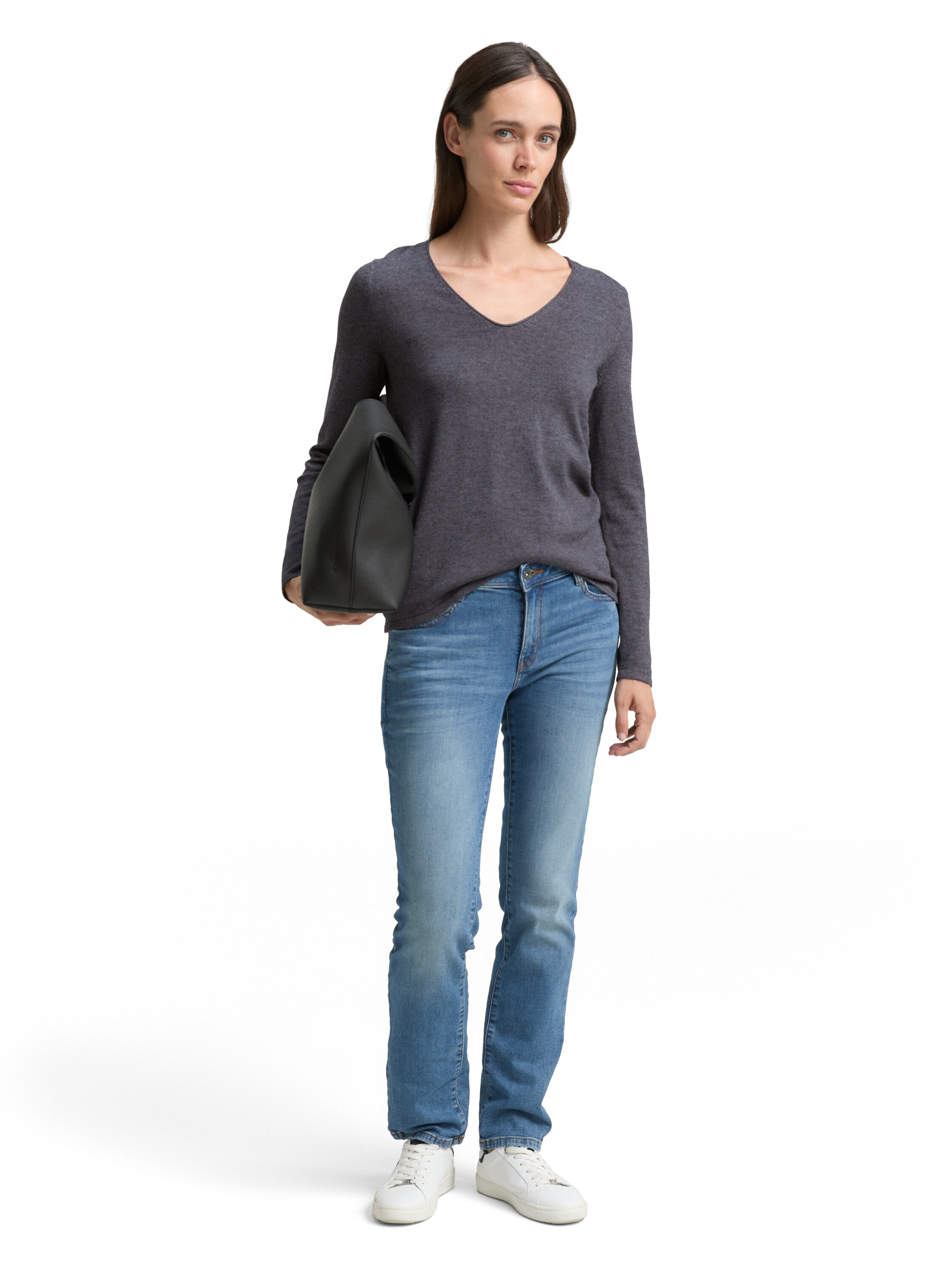 TOM TAILOR V-Ausschnitt-Pullover aus Feinstrick