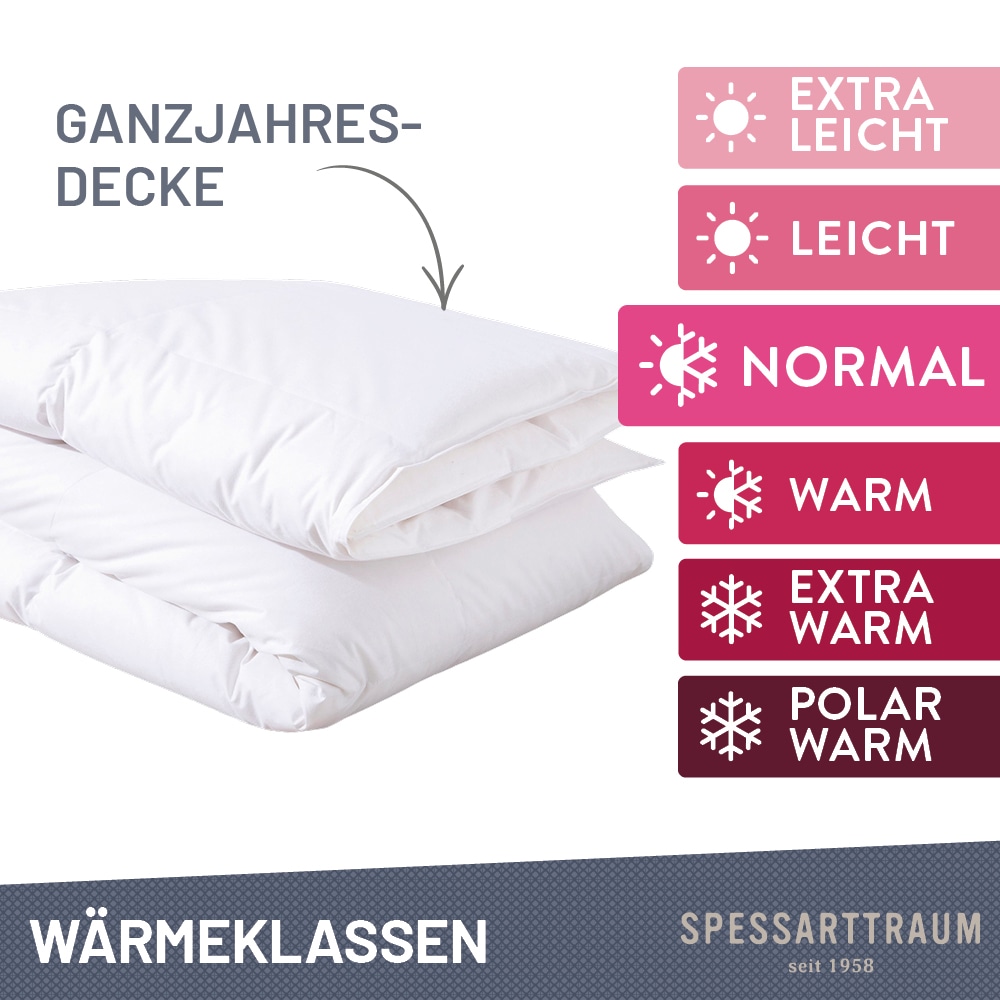 SPESSARTTRAUM Daunenbettdecke »Arosa Bettdecke min 135x200 cm & weitere Größen«, normal, Füllung 90% Daunen & 10% Federn, Bezug 100% Baumwolle, (1 St.), Bettdecke Winter, Sommer, Made in Germany