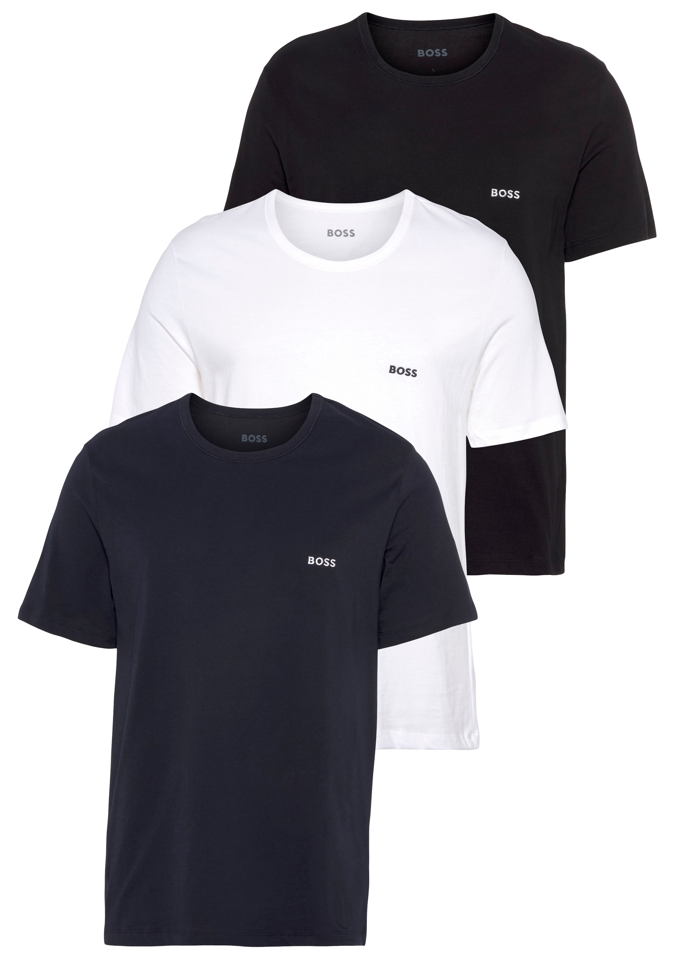 BOSS T-Shirt »Rundhals BOSS ONE x David Beckham«, (Packung, 3 tlg., 3er-Pack), mit dezentem BOSS Logo-Print