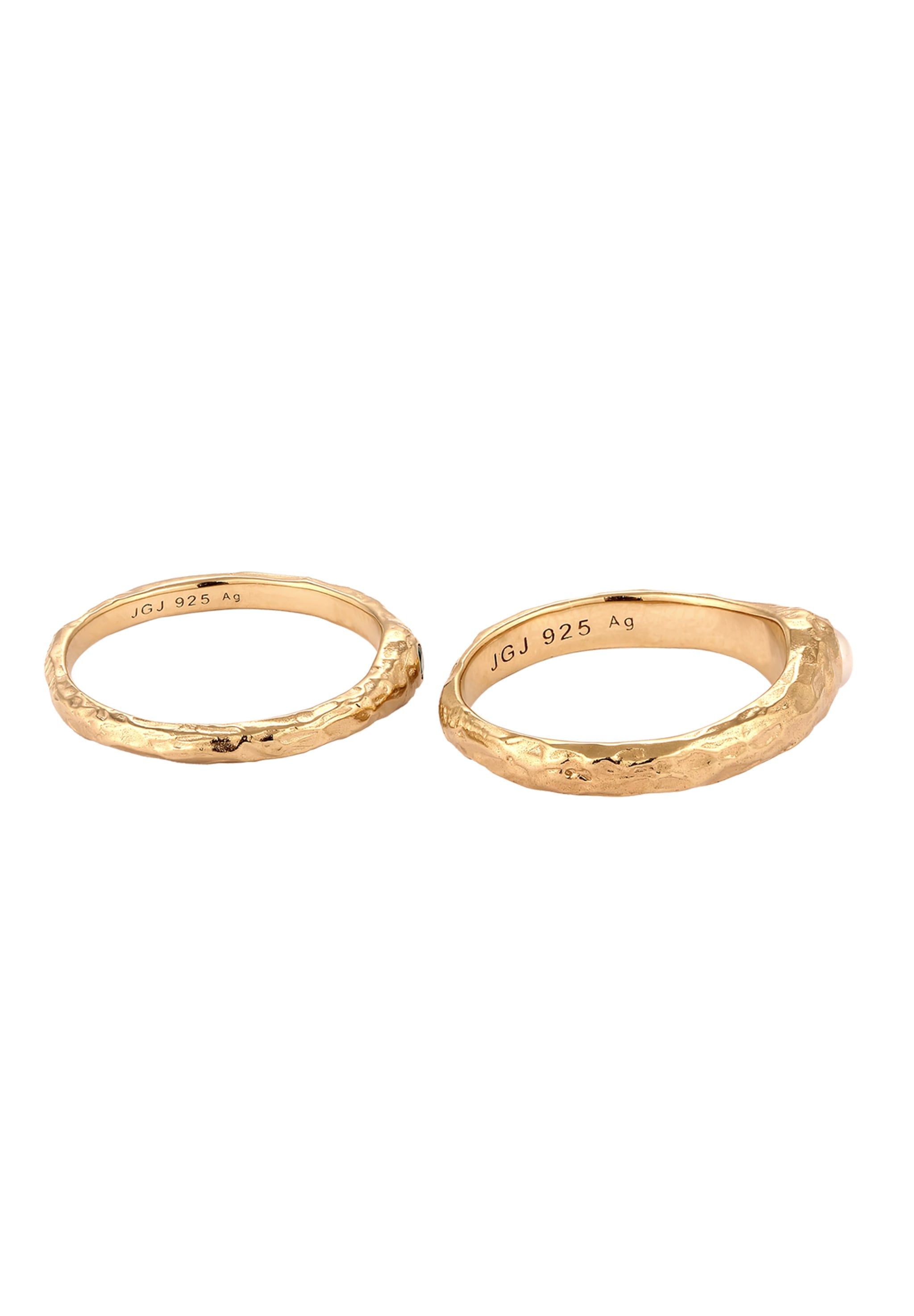 Elli Premium Ring-Set »Ring Set mit Perle Synthetischer Smaragd Grün 925 Sterling Silber vergoldet«