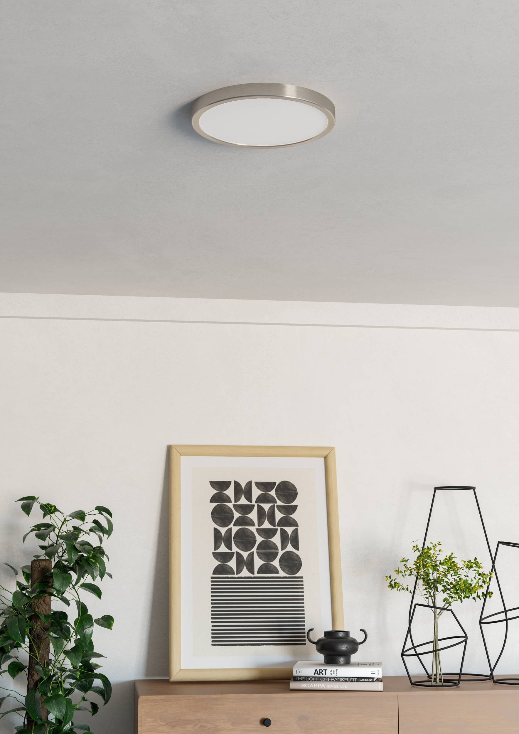 EGLO Aufbauleuchte »Fueva 6 Deckenleuchte, Badlampe Decke, Metall und Kunststoff, IP44« LED-Modul 1 Stk. Kaltweiß | Neutralweiß | Warmweiß Aufbauleuchte - H2,5 x Ø27,8 cm - nickel-matt - 14,2W inkl.