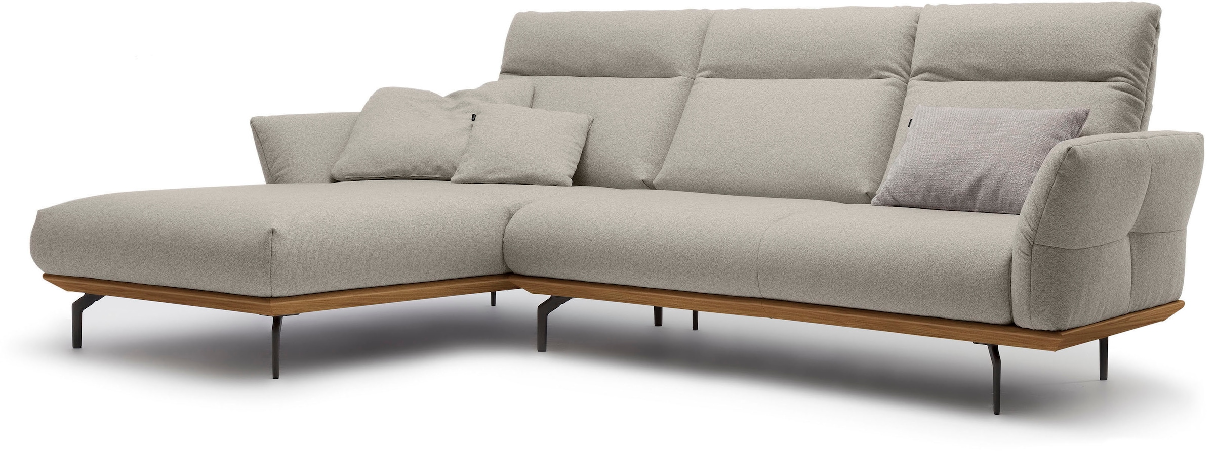 Creation BY ROLF BENZ Ecksofa »CR.460«, Sockel in Nussbaum, Winkelfüße in Umbragrau, Breite 298 cm