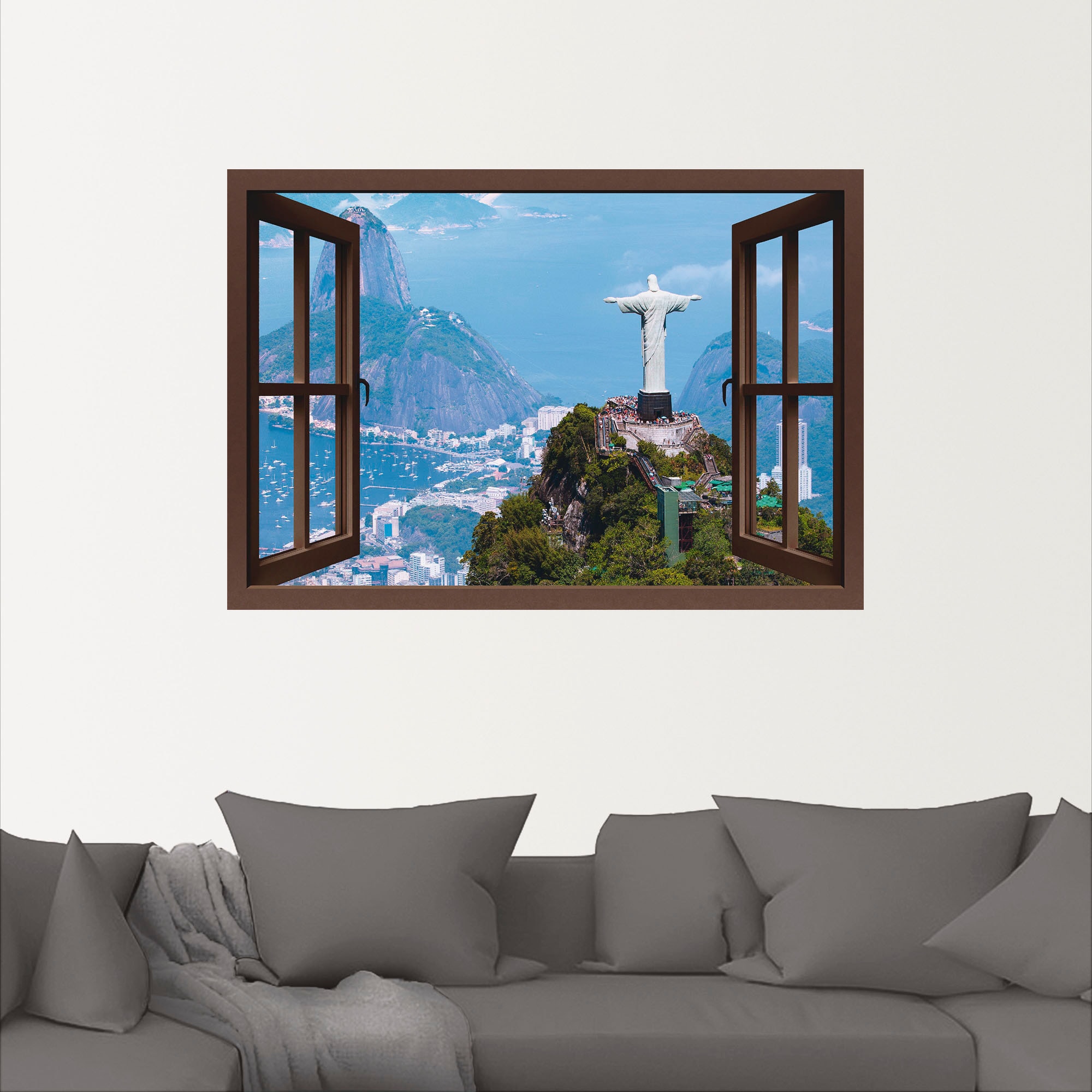 Artland Wandfolie »Rio de Janeiro mit Cristo, braun«, Gebäude, (1 St.), selbstklebend