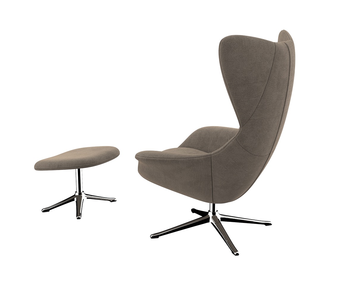 FLEXLUX Polsterhocker »Stilo Fußstütze, für Beinauflage zur besseren Entspannung,«, Fuß Aluminium, Fußhocker für Drehsessel