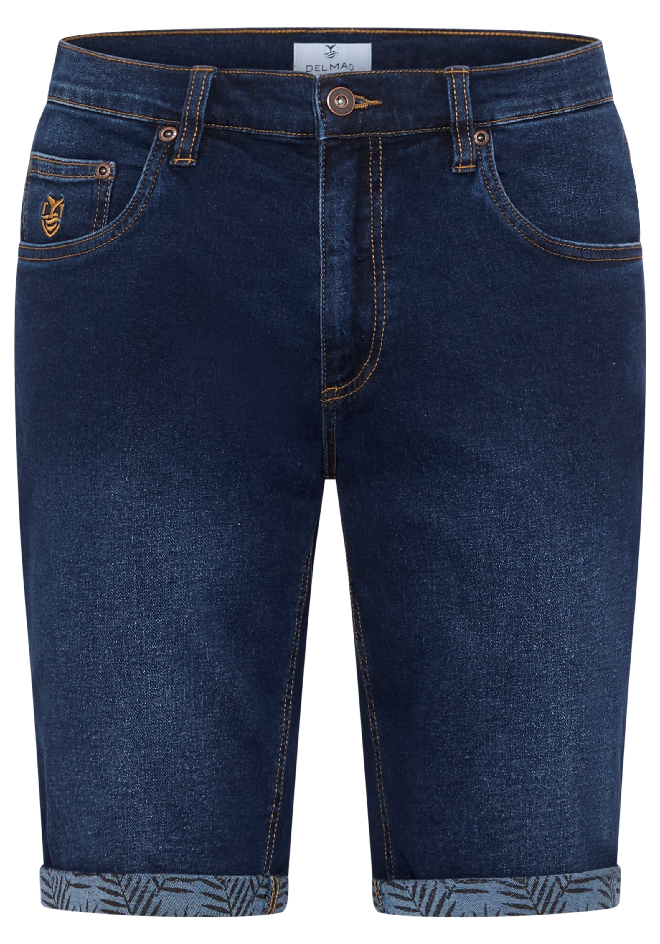 DELMAO Jeansshorts gerade geschnittene Beine, Regular-Fit, kniefreie Länge