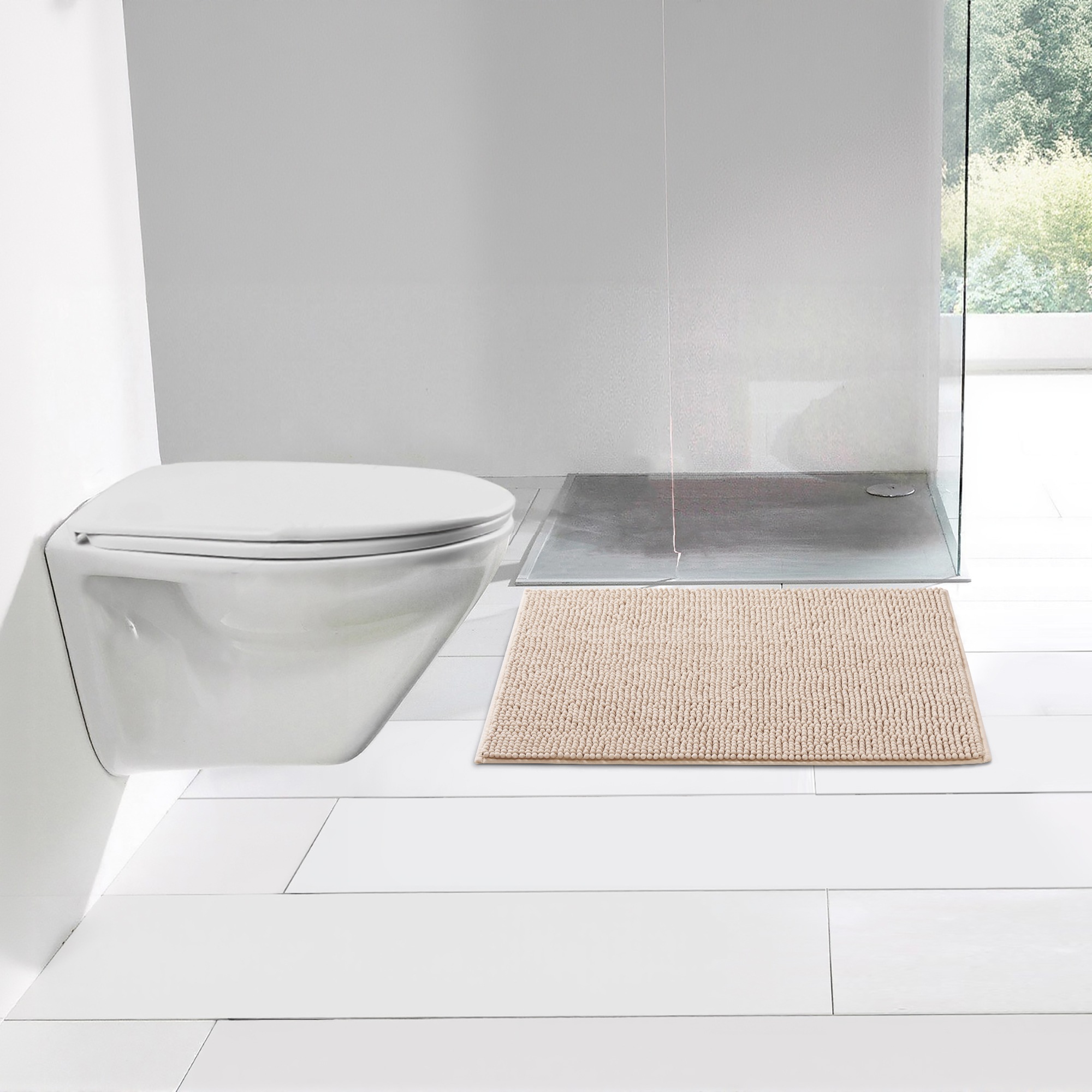 my home Badematte »Vanessa Chenille, Badvorleger, Badezimmer Teppich, Duschvorleger«, strapazierfähig-fußbodenheizungsgeeignet-schnell trocknend, Uni Farben, besonders weich