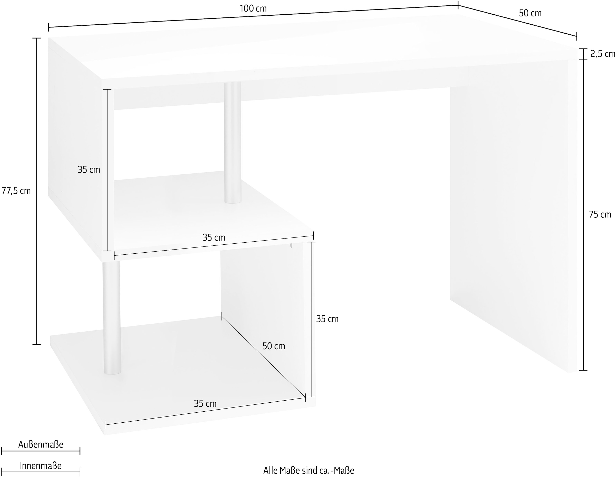 INOSIGN Schreibtisch »Esse, modernes Design«, in verschiedenen Breiten, mit und ohne Monitoraufsatz, Made in Italy