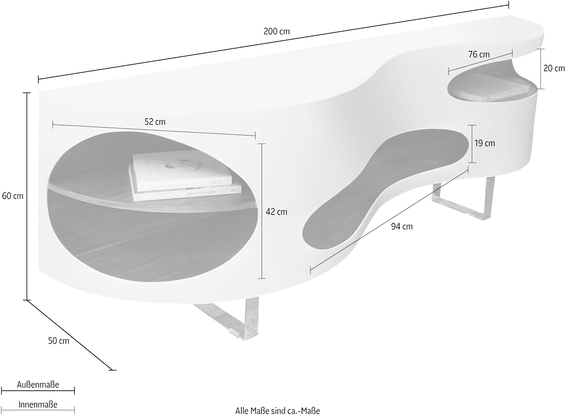 SalesFever Sideboard, Kommode in extravaganter Form, Breite 200 cm