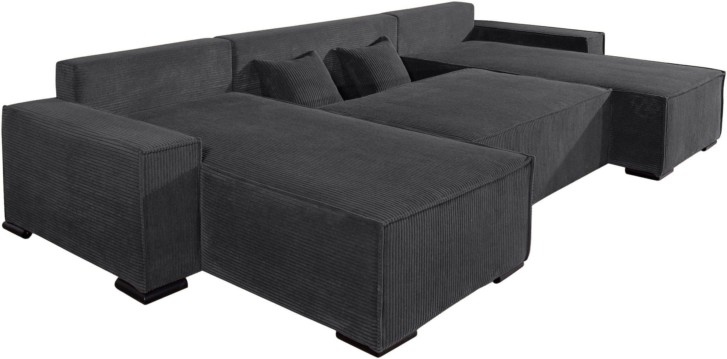 COLLECTION AB Wohnlandschaft »Manhattan U-Form, B: 313 cm, in Breit- oder Normalcord« mit Bettfunktion, Bettkasten & Zierkissen, Federkern