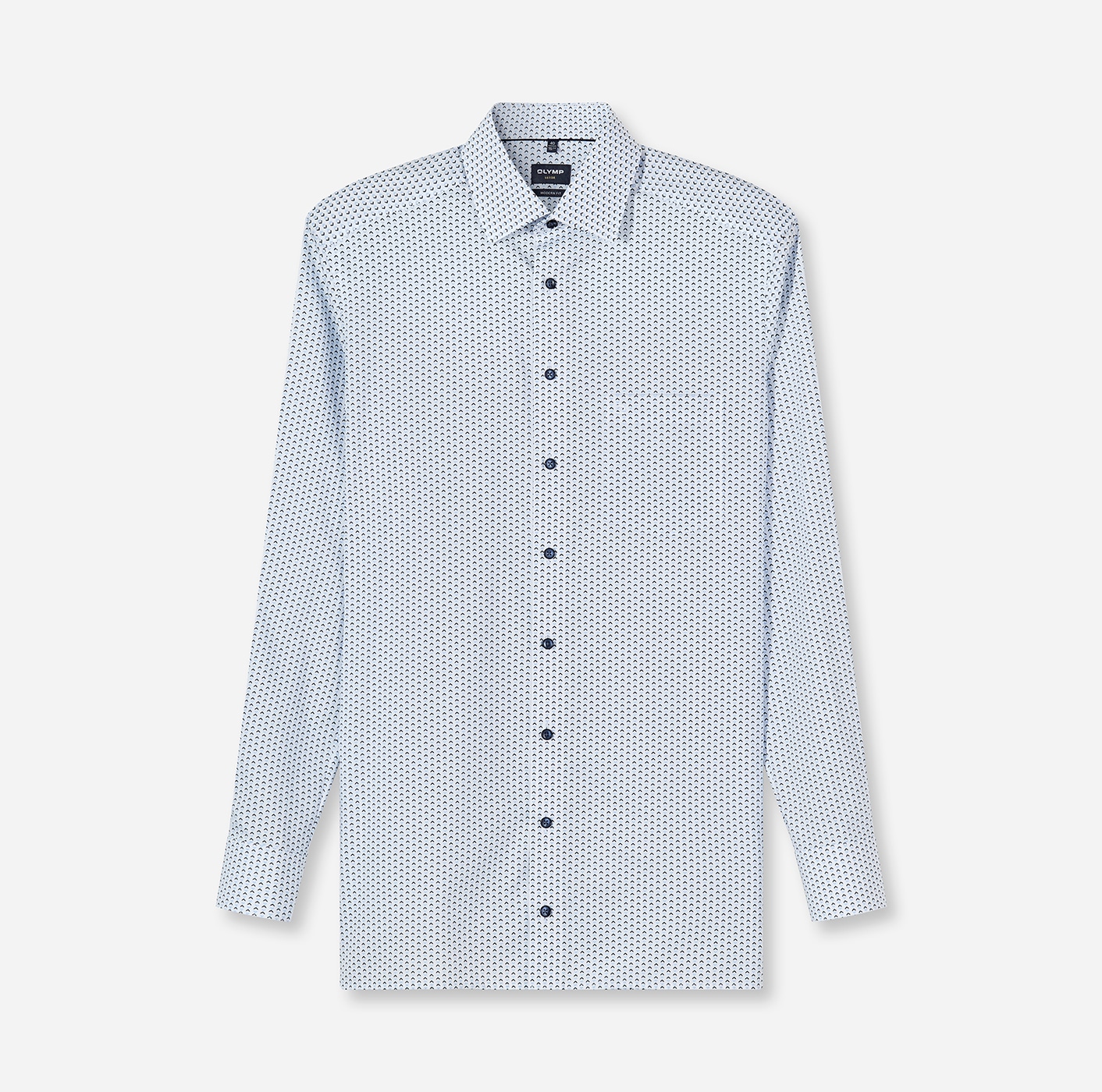 OLYMP Langarmhemd »Luxor« graphisches Muster, modern fit, Businesshemd, New-Kentkragen