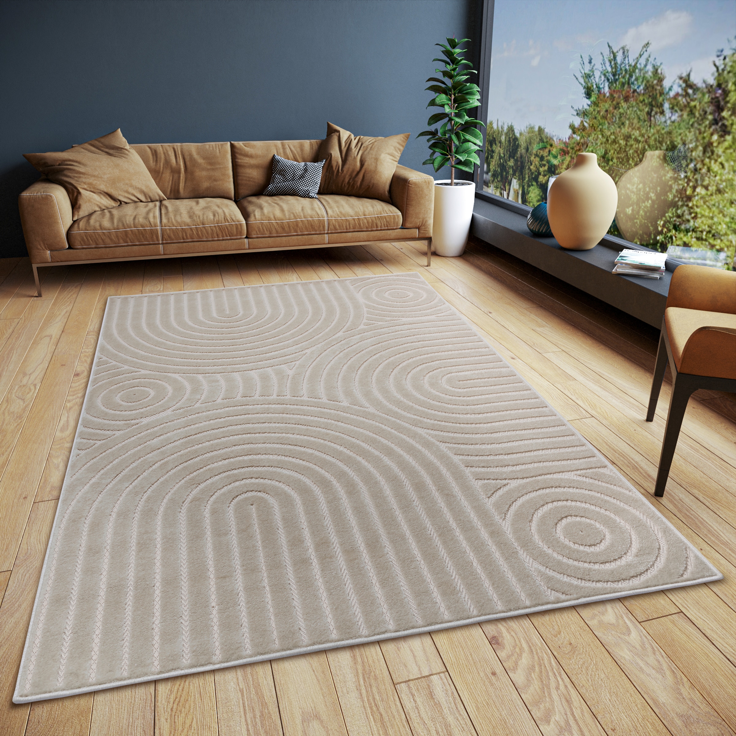 HANSE Home Teppich »Wave«, rechteckig, online Boho-Style, Geometrisch, bei 3D-Effekt, OTTO Modern, Wohnzimmer Flachgewebe