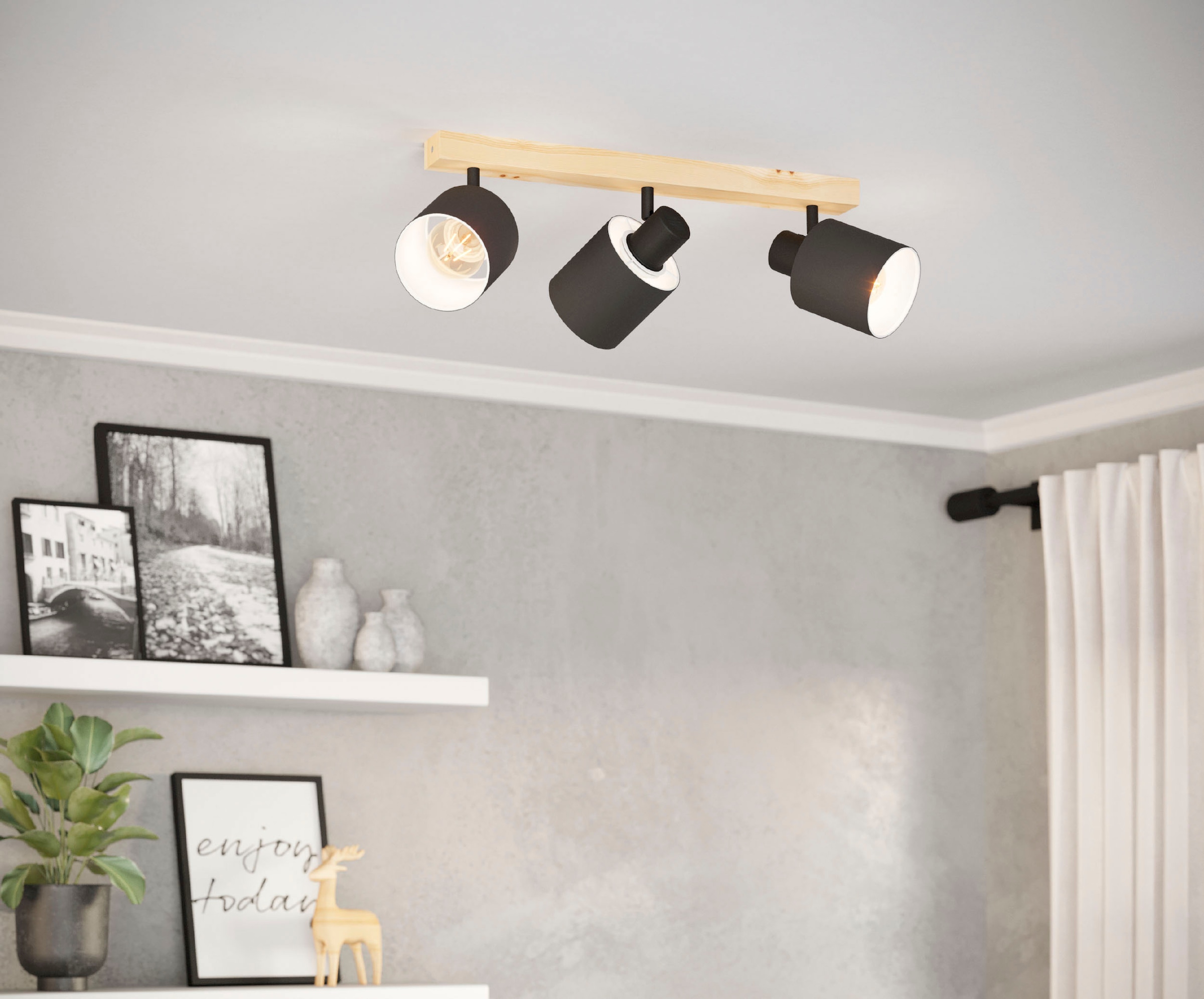 EGLO Deckenspot »BATALLAS«, Leuchtmittel E27 | Leuchtmittel wechselbar-ohne Leuchtmittel, Deckenleuchte skandi, Deckenstrahler, Wohnzimmerlampe, Lampe Decke
