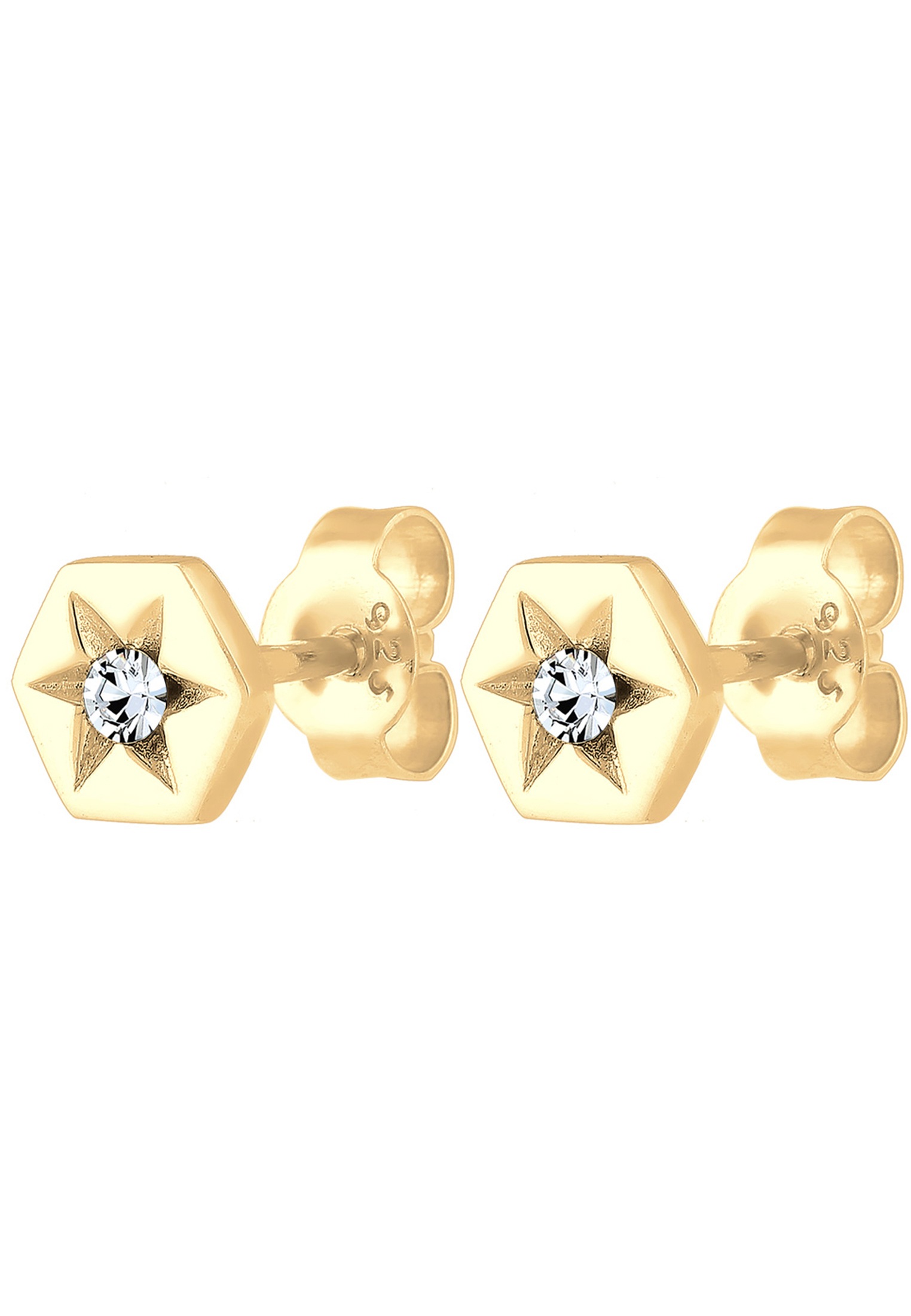 Elli Paar Ohrstecker »Ohrringe Ohrstecker Hexagon Stern Weiß 925 Sterling Silber, mit Kristallen von Swarovski®«