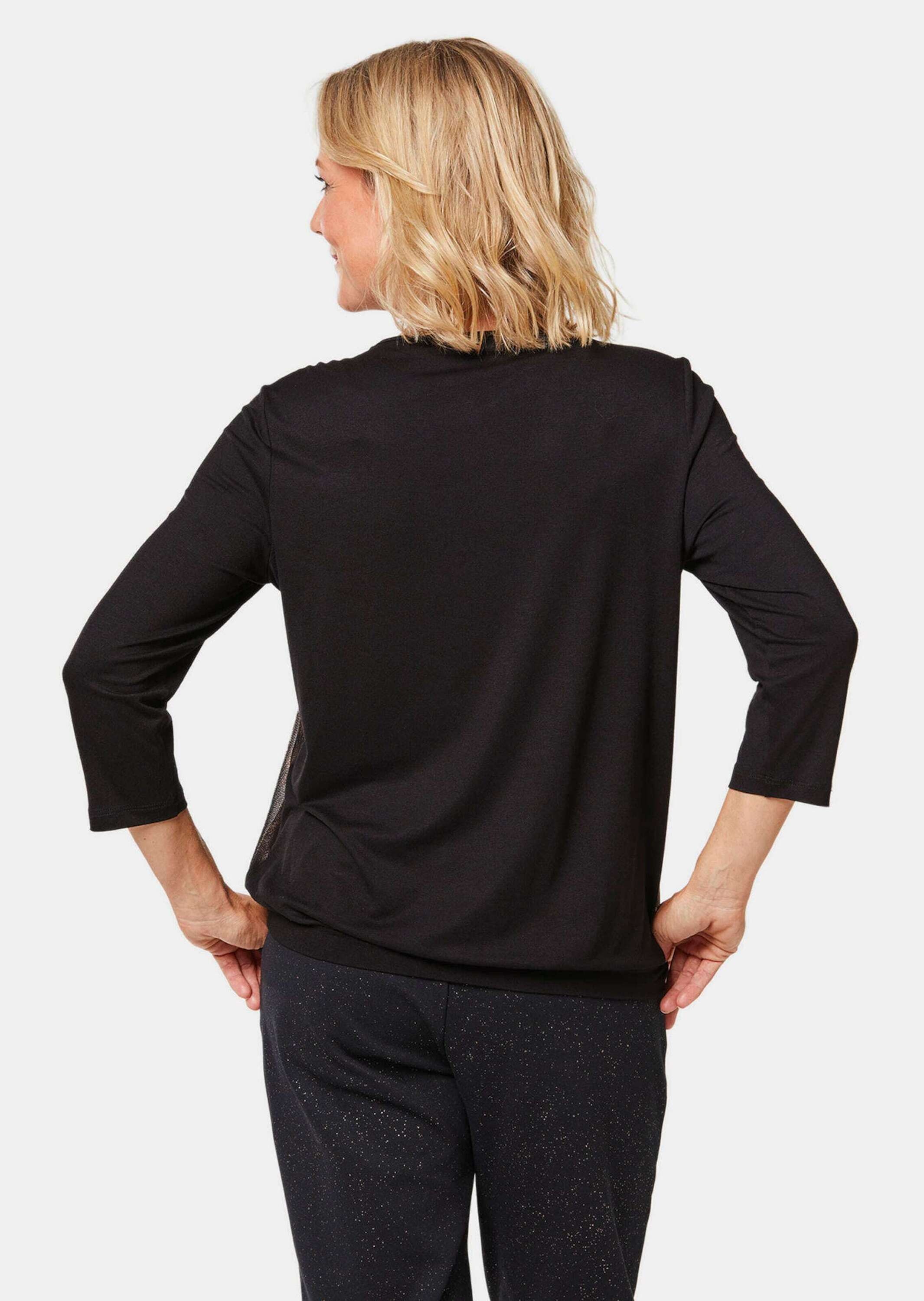 GOLDNER Kurzarmbluse »Stretchbequemes Blusenshirt mit schimmerndem Druck«
