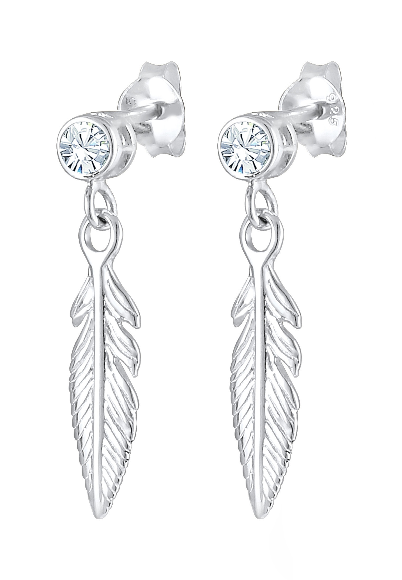 Elli Paar Ohrhänger »Ohrringe Ohrhänger Feder 925 Silber, mit Kristallen von Swarovski®«