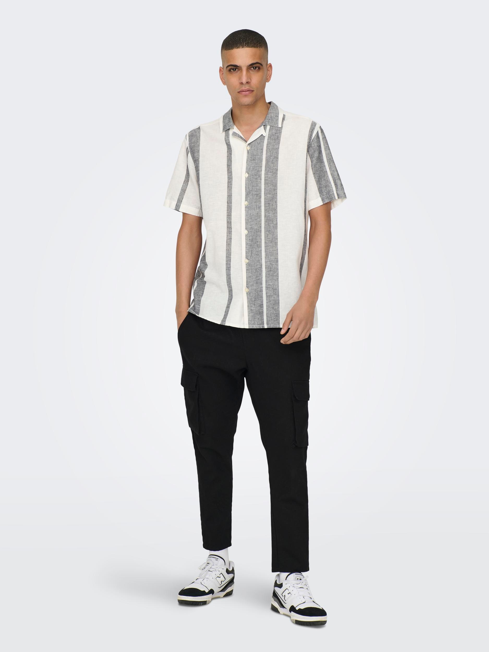 ONLY & SONS Kurzarmhemd »ONSCAIDEN SS STRIPE LINEN RESORT NOOS«