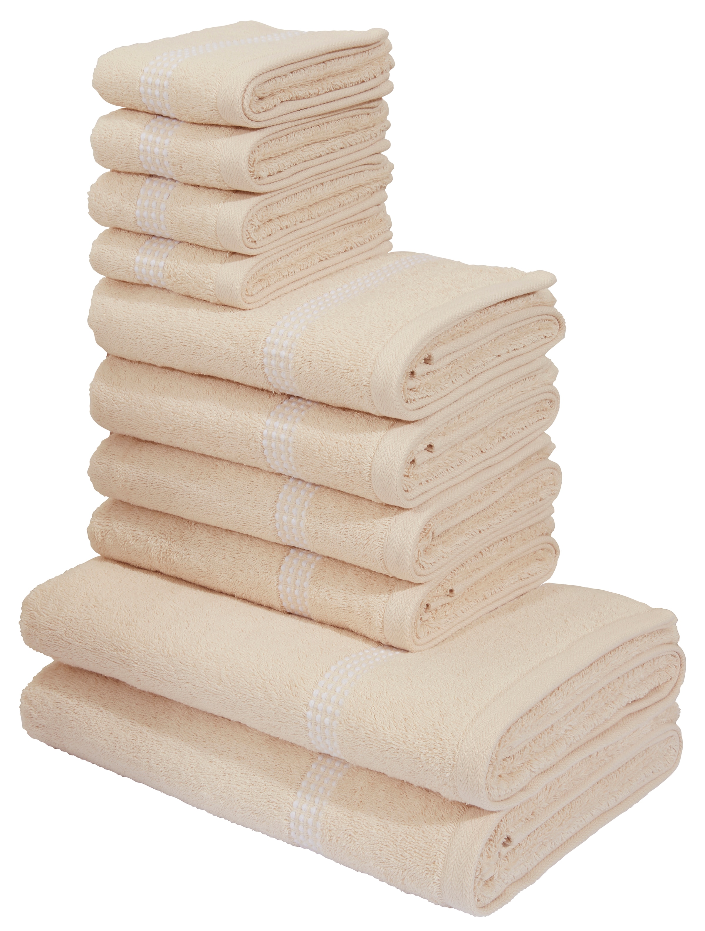 my home Handtuch Set »Kapra, Premium Handtücher, 100% Baumwolle, 500 gr/m²«, Set, 10 tlg., Frottier, 10-tlg. Handtuch-Set: 2 Duschtücher, 4 Handtücher, 4 Gästehandtücher