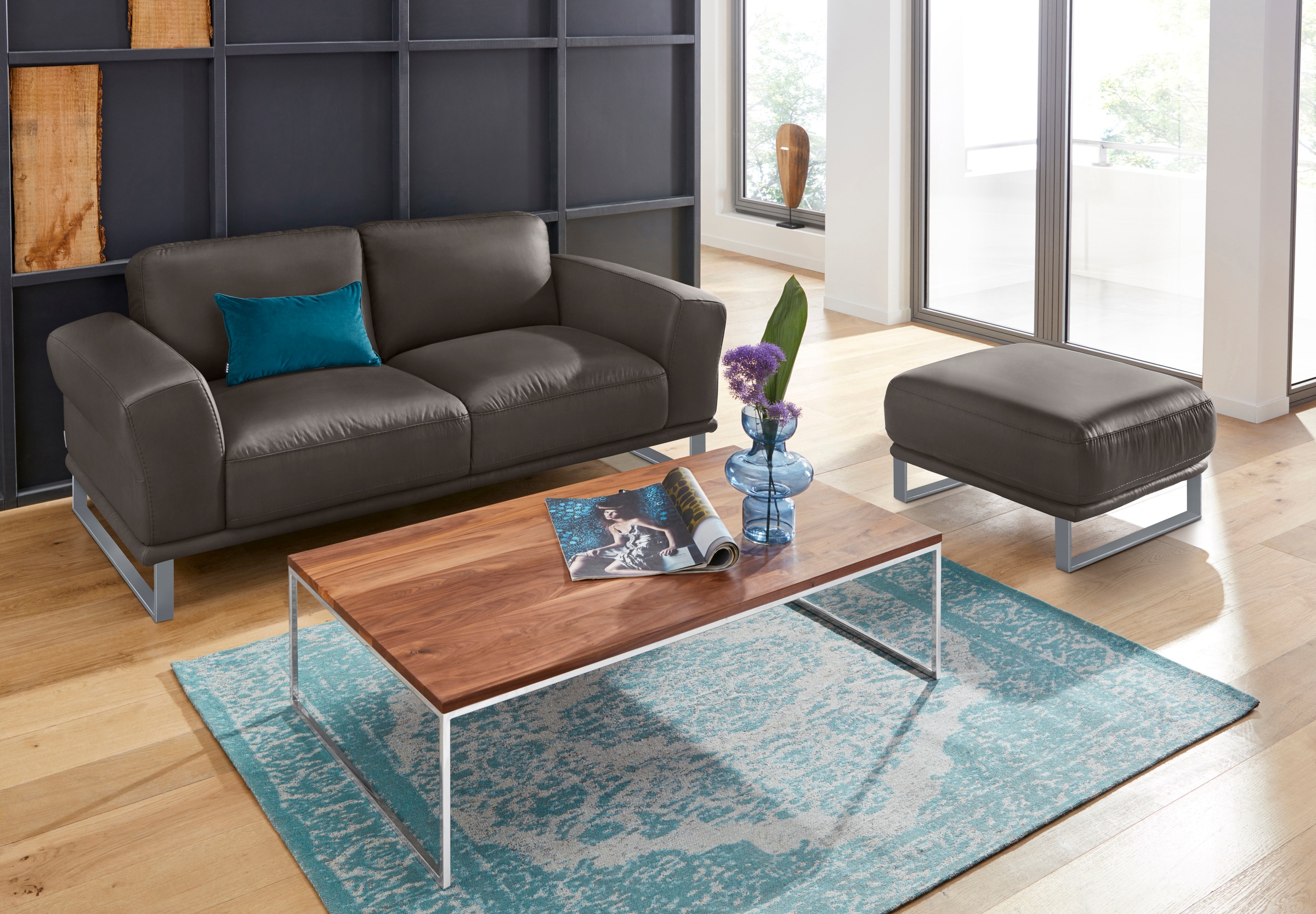 W.SCHILLIG Hocker »montanaa«, mit Metallkufen in Silber matt, Breite 71 cm