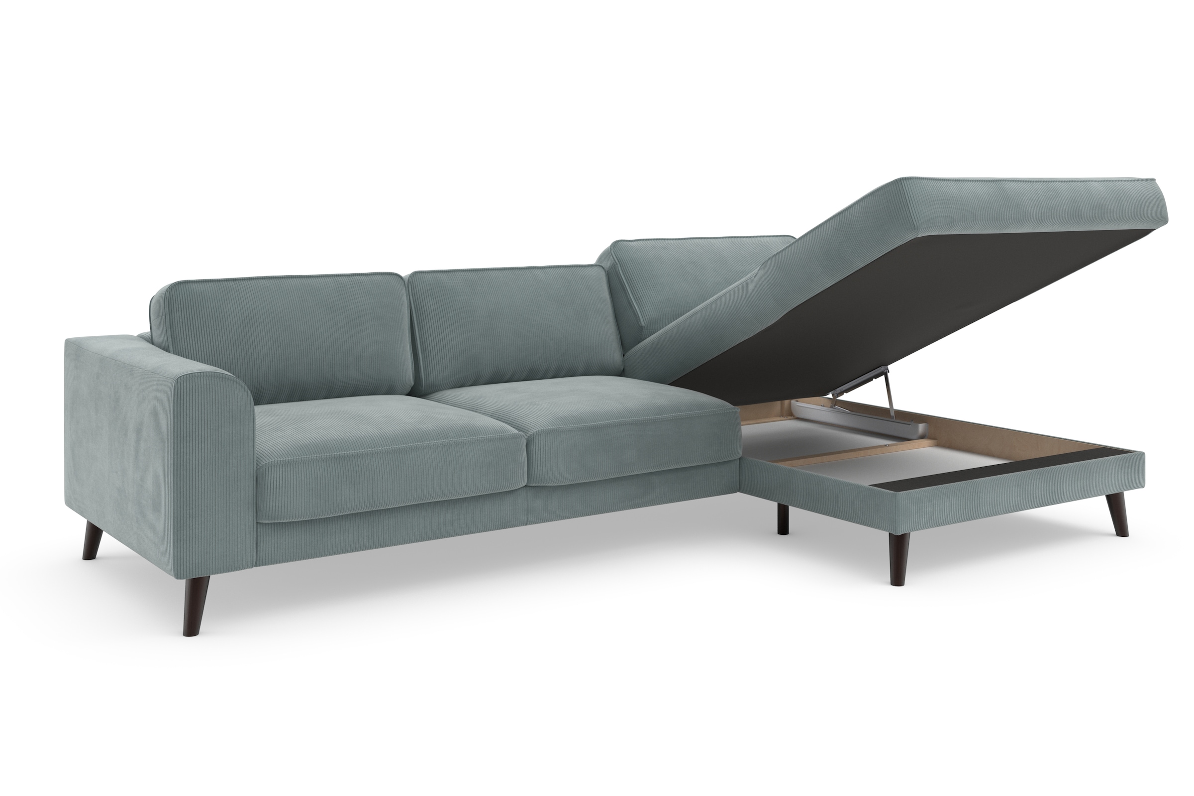 TRENDMANUFAKTUR Ecksofa »Lumber Jack, elegantes Designsofa, L-Form«, wahlweise mit Bettfunktion u. Bettkasten