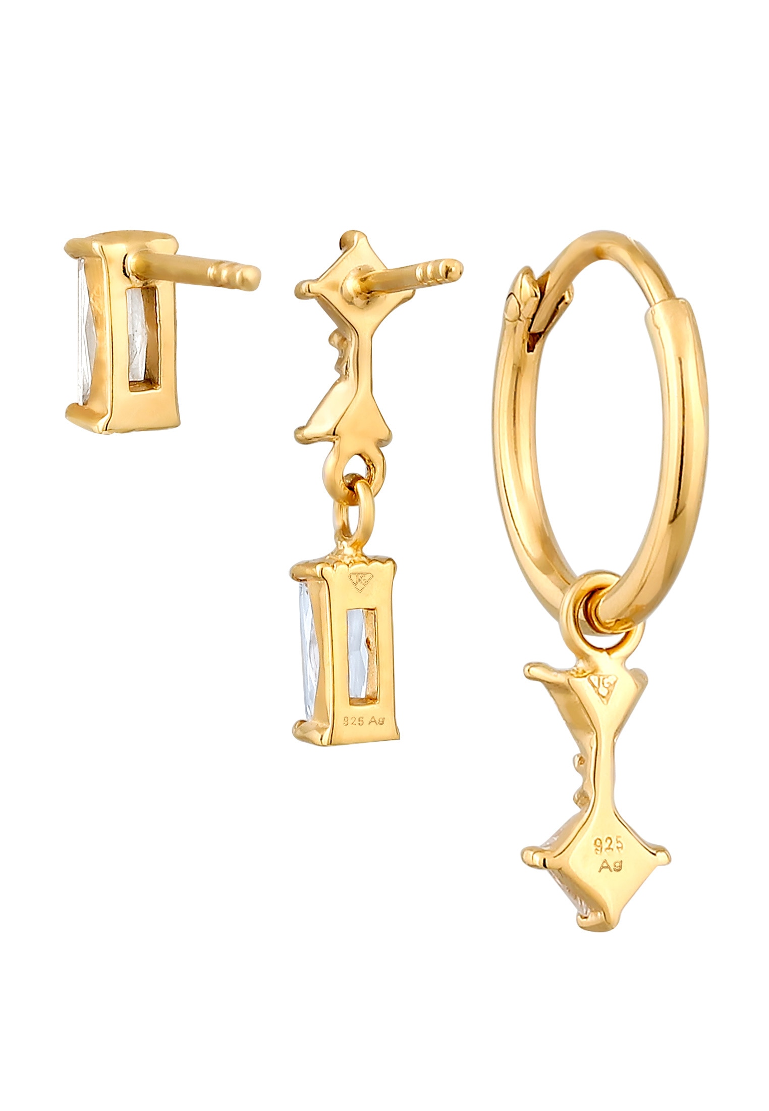 Elli Ohrstecker-Set »Ohrringe Set mit Zirkonia Weiß 925 Sterling Silber vergoldet«