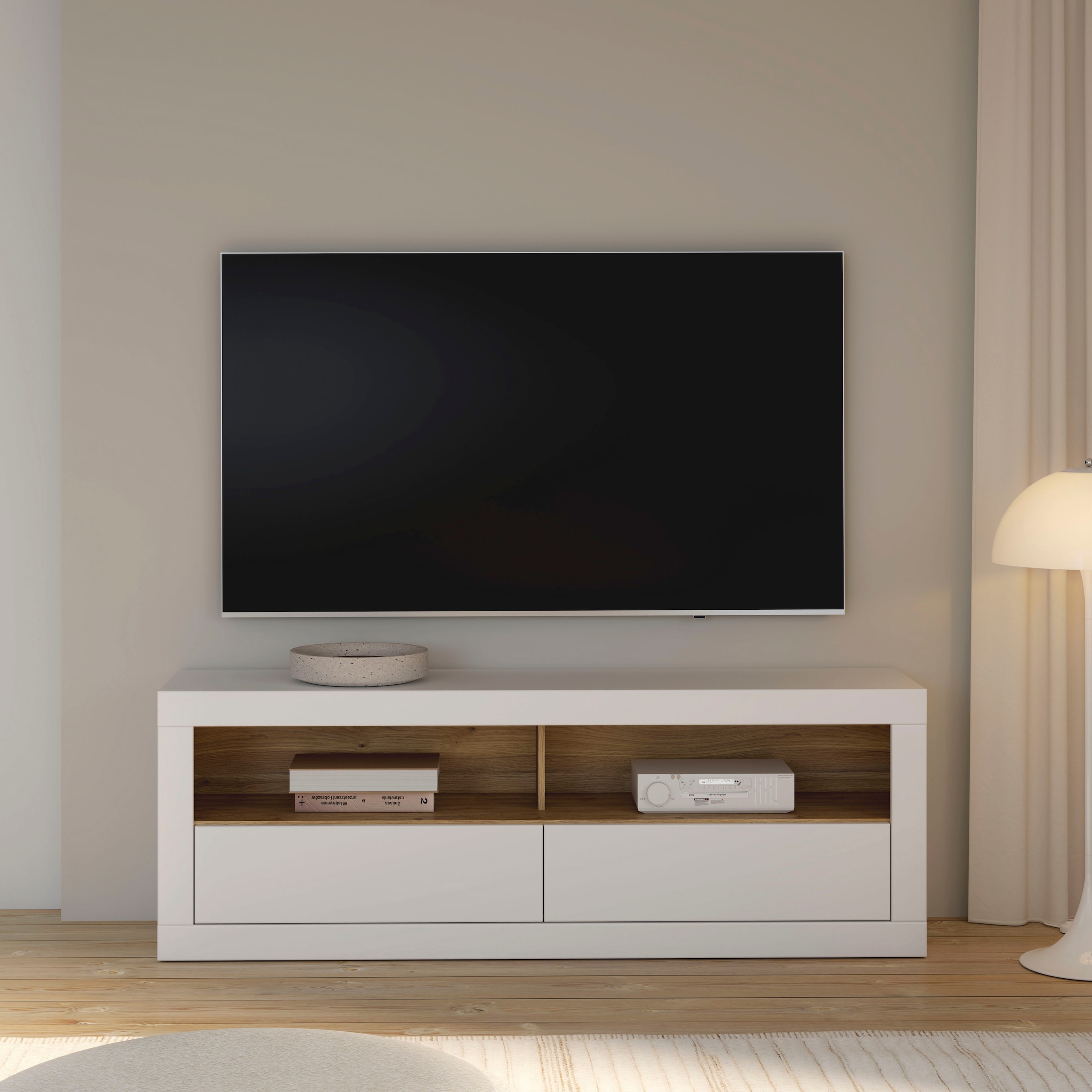 FORTE Lowboard »LefkadasTV-Board, TV-Schrank«, TV-Board, Schubkästen, Push to open, Grifflos, BxH= 175,4 x 61,6cm