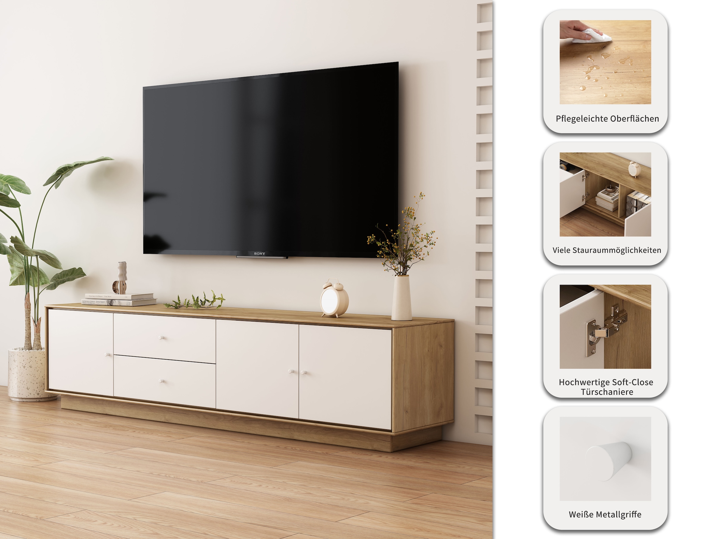 OTTO home TV-Board »Blaire« kratzfeste Melaminoberfläche, ABS-Kanten und FSC-zertifiziertem Holz