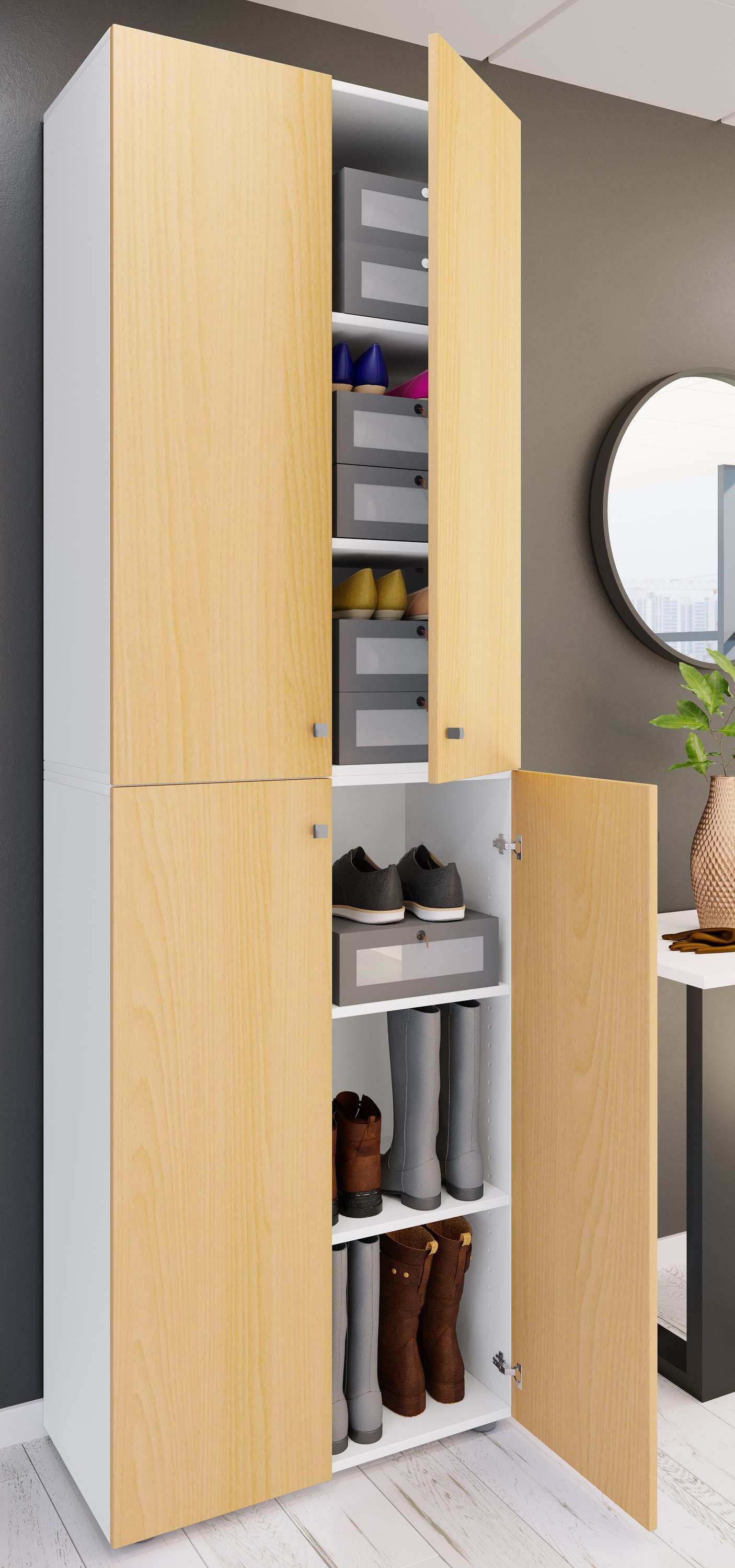 VCM Schuhschrank »VCM XL Holz Großer Schuhschrank Schuhregal Groß Stiefel Dielenmöbel Lona 6 Fächer Drehtüren« 1 Stk. tlg.