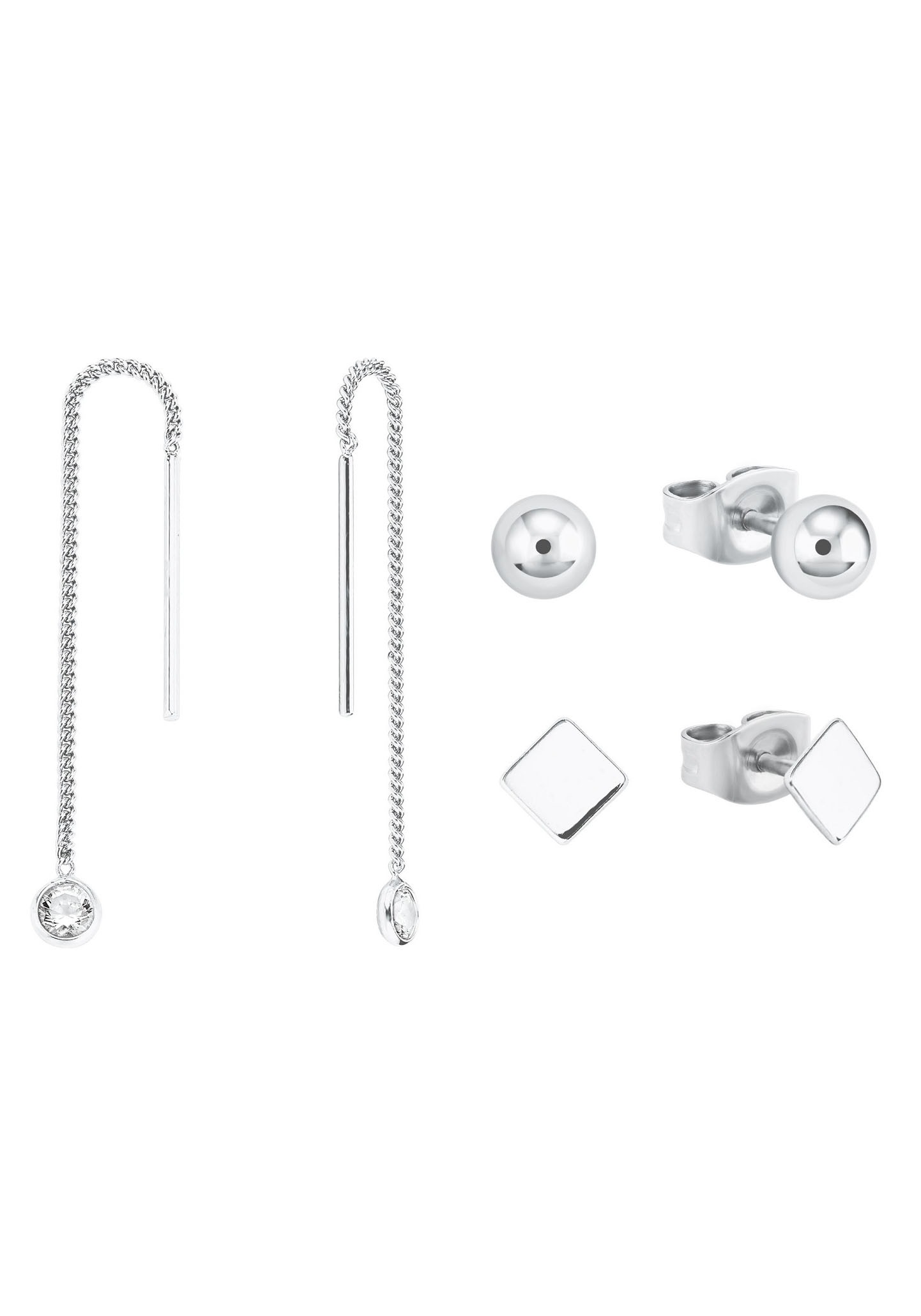 Amor Ohrring-Set »Raute, 2027090«, (Set, 6 tlg.), mit Zirkonia
