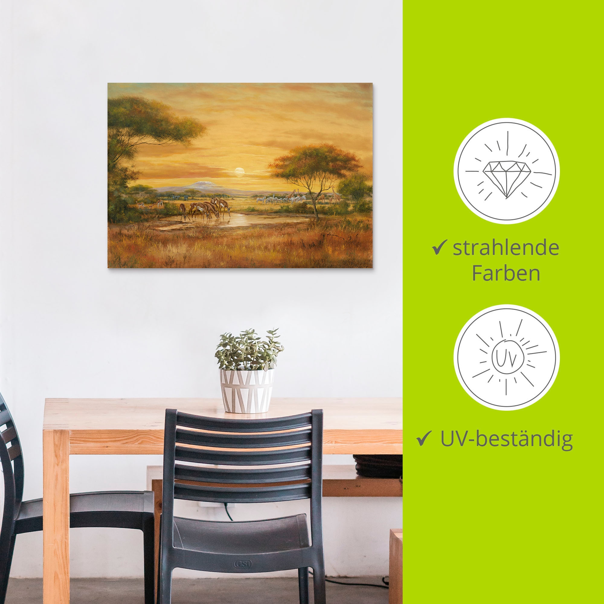 Artland Wandbild »Afrikanische Steppe«, Wildtiere, (1 St.), als Alubild, Outdoorbild, Leinwandbild, Poster in verschied. Größen