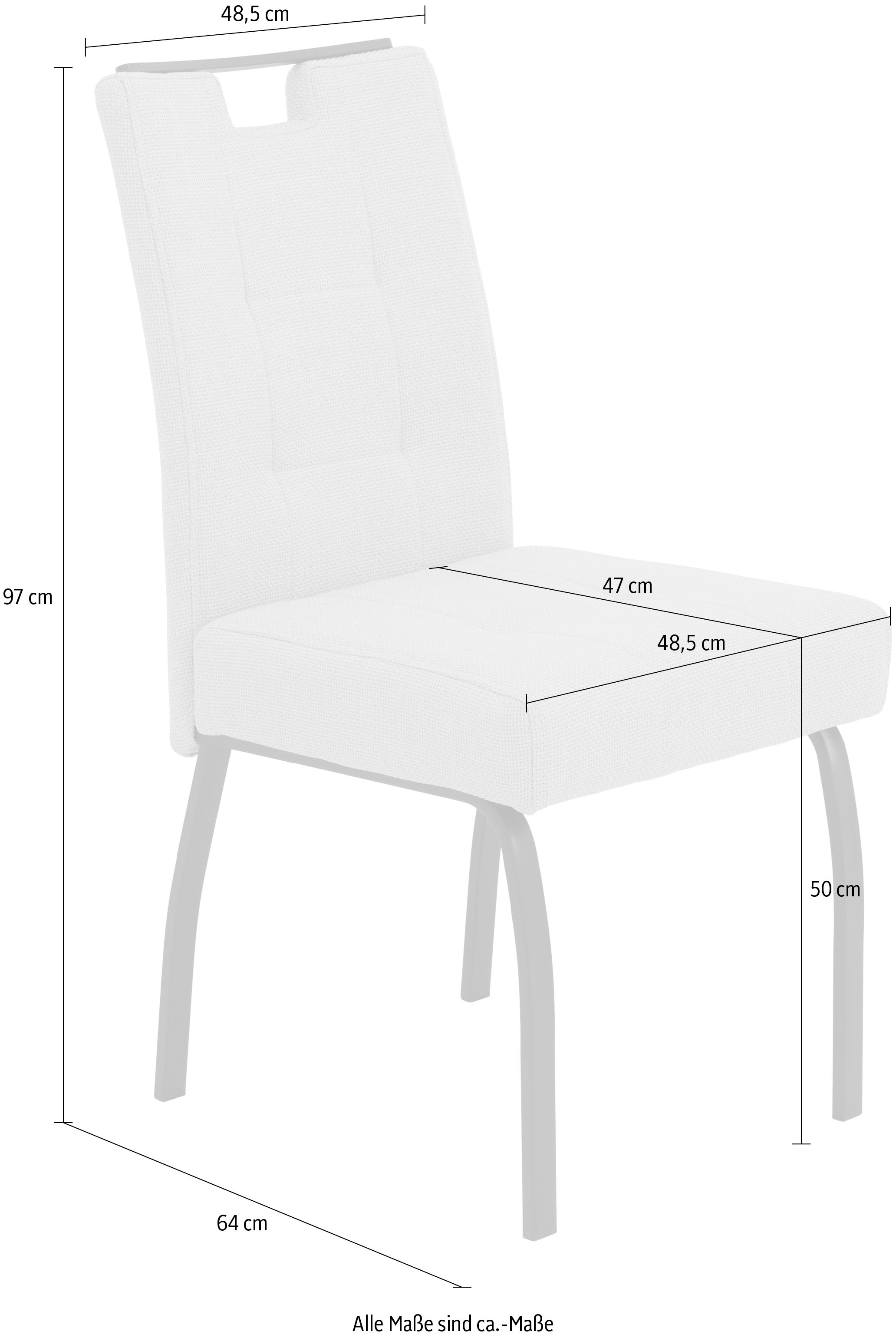 HELA 4-Fußstuhl »LINZ, Esszimmerstuhl, Komfortstuhl«, (Set), 2 St., Microfaser-Webstoff, XL-Sitz,elegante Griffleiste,Komfortsitz mit Federkern,140kg belastbar
