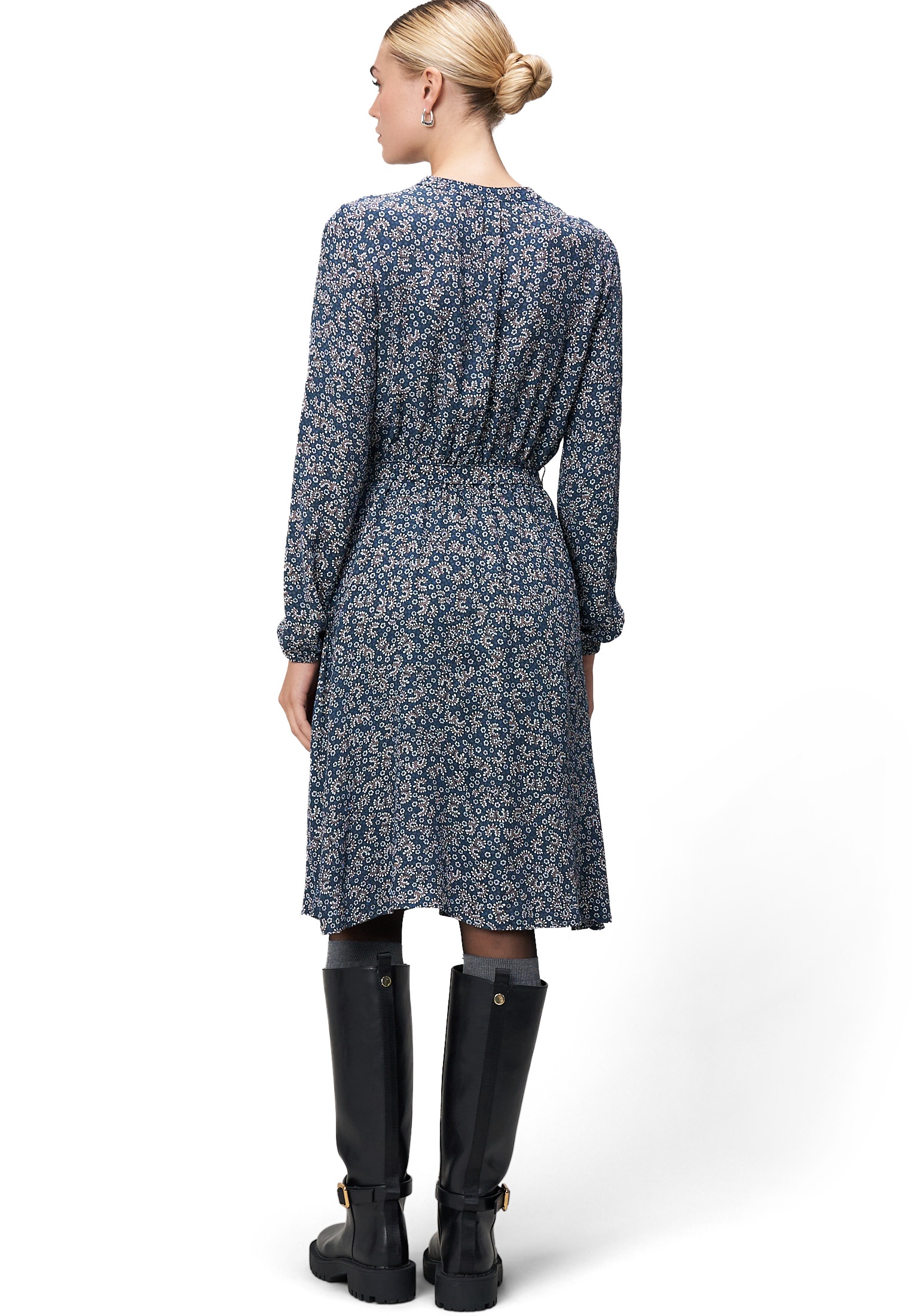 Zero Plisseekleid »Crepè-Kleid mit Bindegürtel«