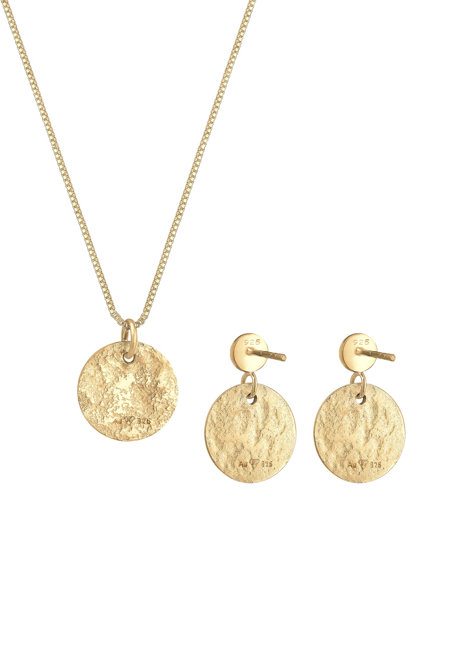 Elli Ohrring und Ketten Set »Schmuckset Plättchen Organic Kette Ohrhänger 925 Silber«