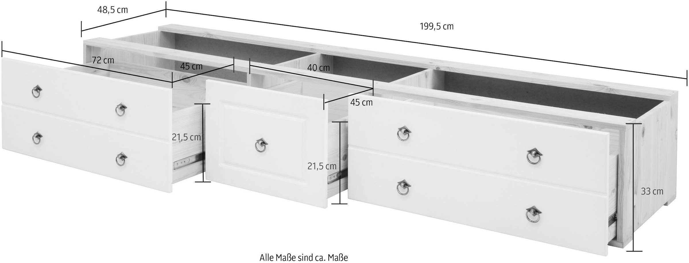 OTTO home Schubkasten »Hugo, Bettkastenmodul mit 3 Schubladen für eine Bettseite« für das gleichnamige Massivholzbett, massive Kiefer, FSC®