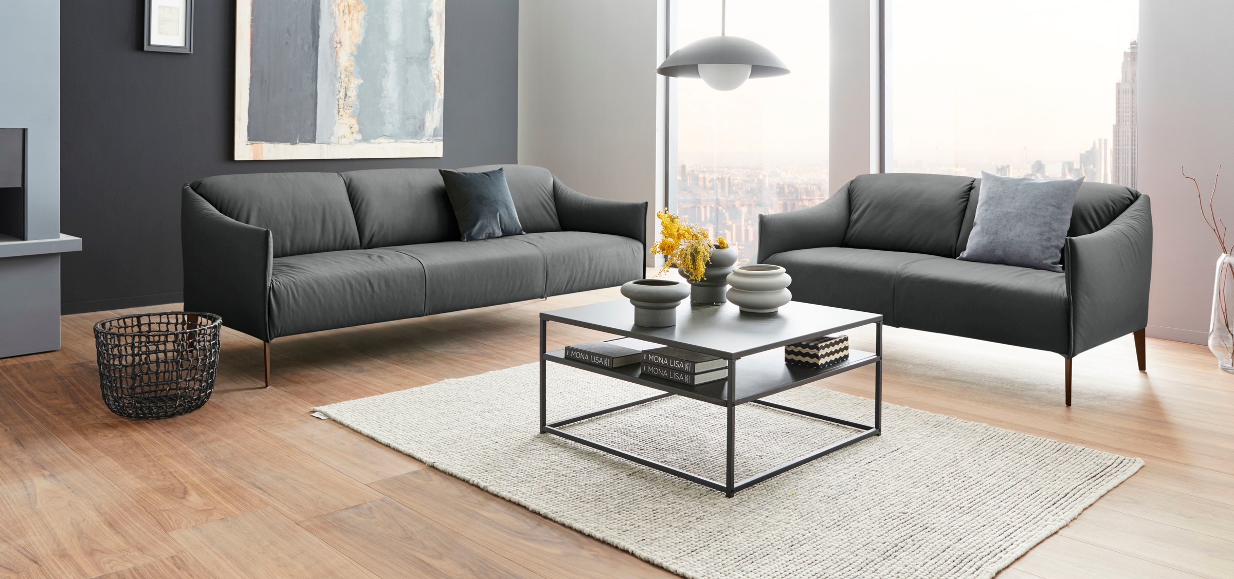 W.SCHILLIG 3-Sitzer »sally« mit Metall-Winkelfüßen in Bronze pulverbeschichtet, Breite 224 cm