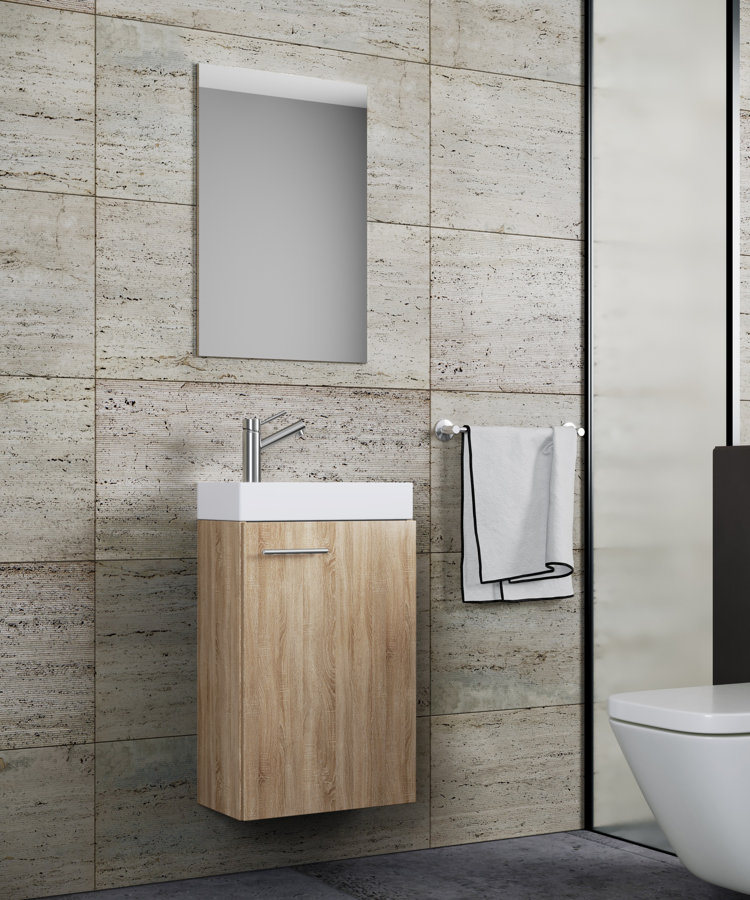 VCM Waschbeckenunterschrank »VCM 3-tlg Set | Waschplatz für Gäste WC | Gästebad | Waschtisch | Badezimmer Set - Slito SP«, (3 St.)