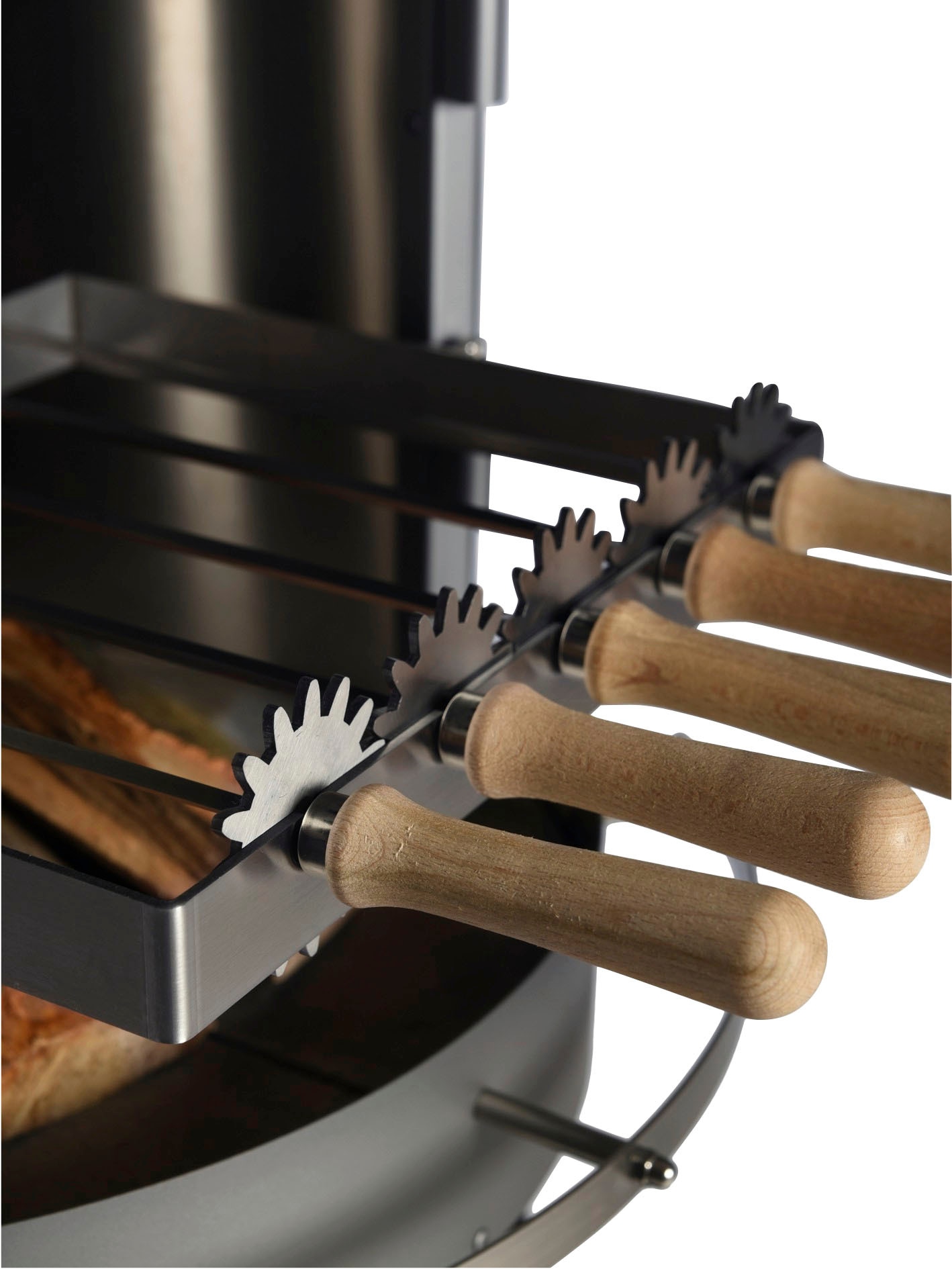 Buschbeck Grillspieß »Schaschlikspieß für Edelstahlgrill Auckland und Melbourne«, Hochwertiger Edelstahl, mit Holzgriffen, Inkl. Halterung