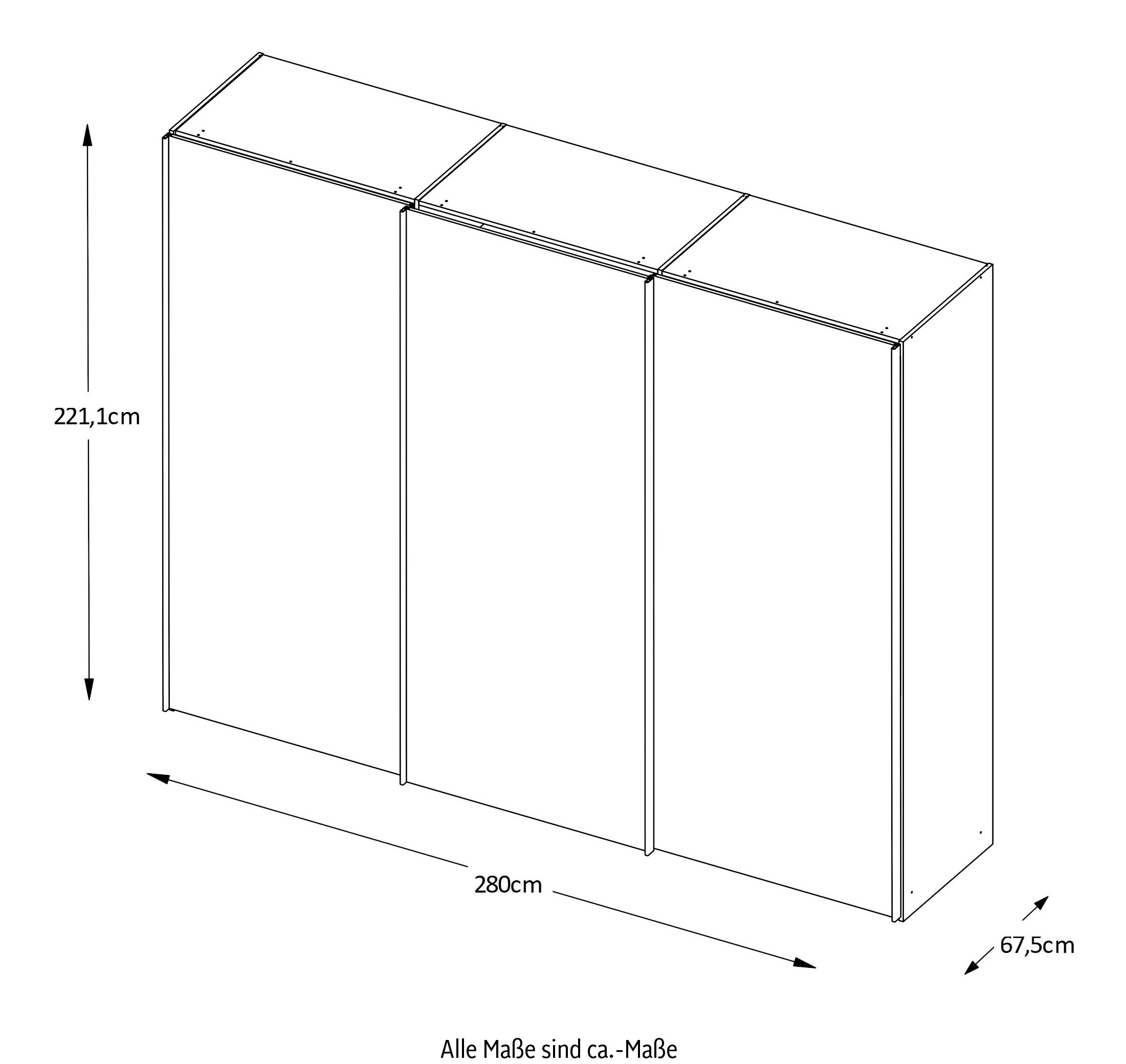 STAUD Schwebetürenschrank »Sinfonie Plus, edles Design in hochwertiger Qualität, Made in Germany« Mit Spiegeltür und vier verschiedenen Ausstattungsvarianten