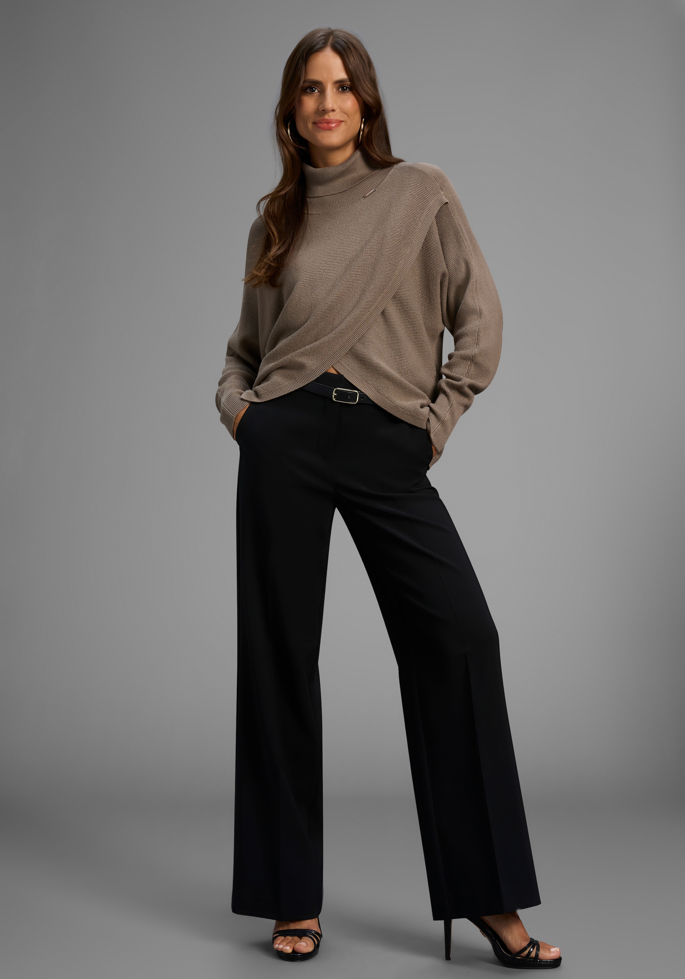 Bruno Banani Rollkragenpullover mit Wickel-Optik - NEUE KOLLEKTION