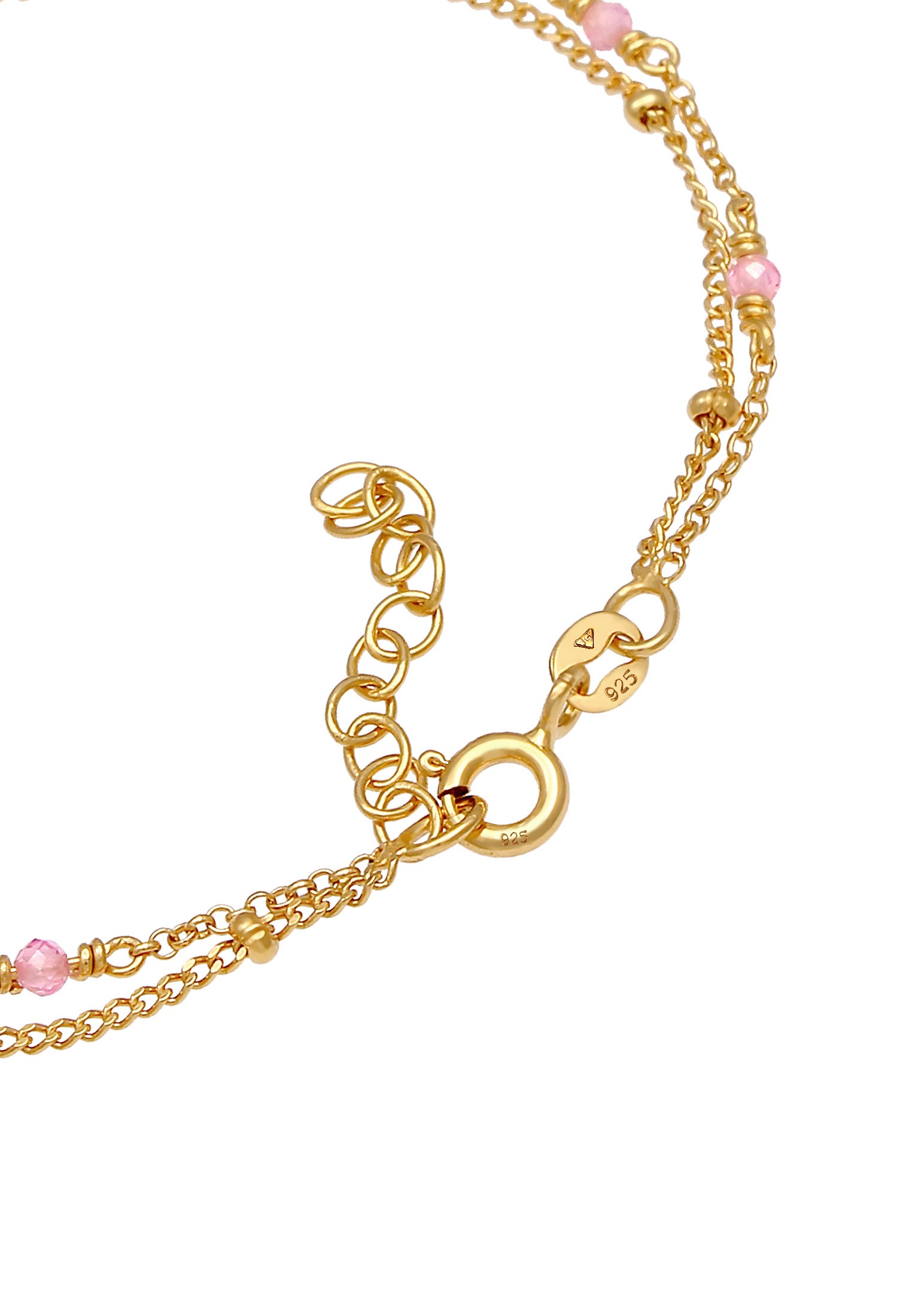 Elli Armkette »Armband Kugel Rosa Quarz Perlen Layer 925 Silber«